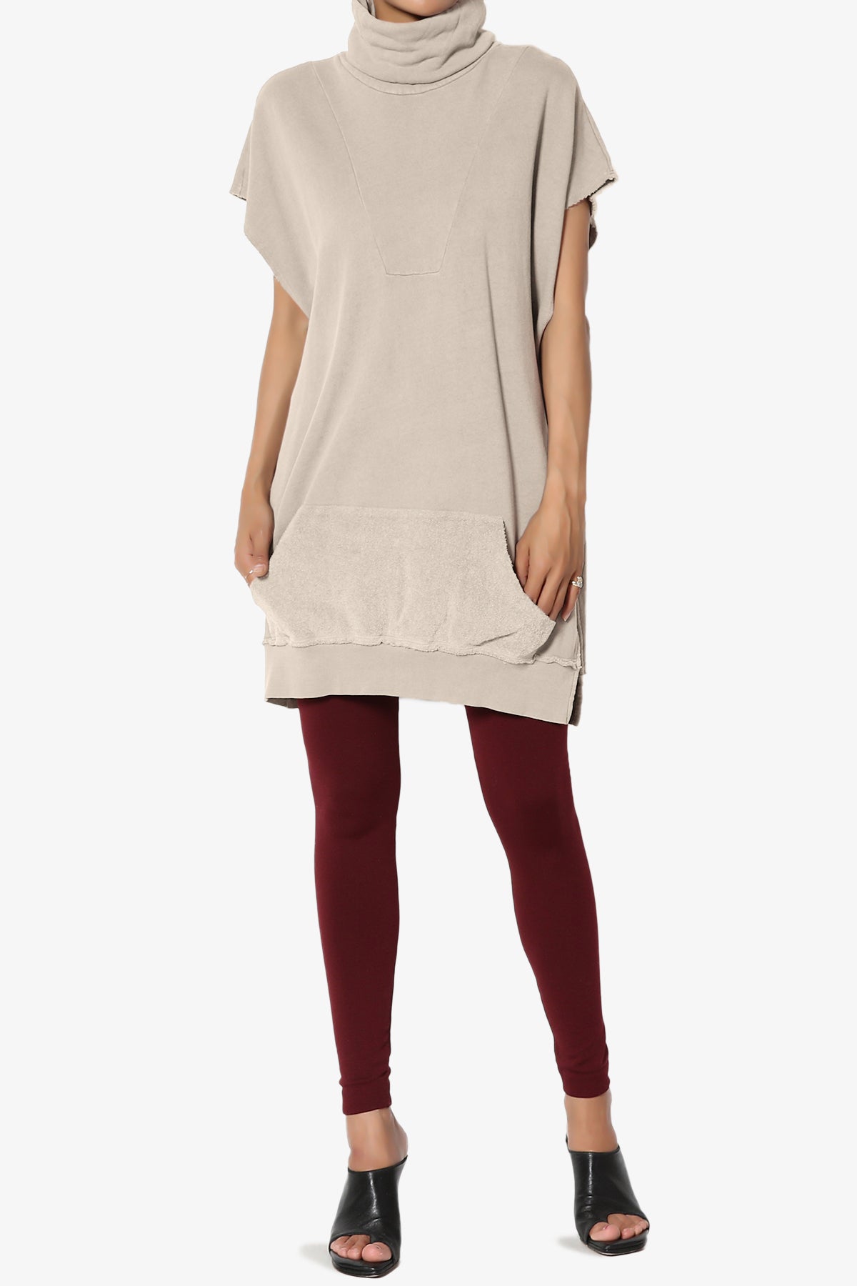 Cassidee French Terry Turtle Neck Tunic Vest SAND_6