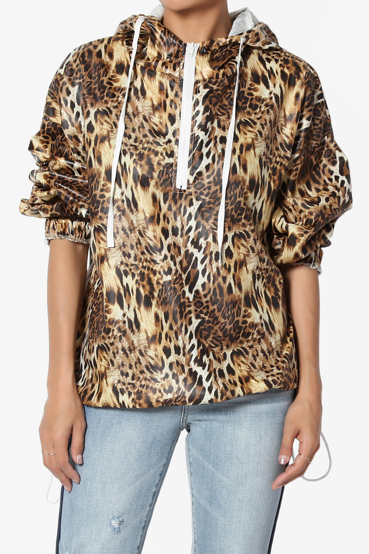 Rudy Hooded Half Zip Shell Jacket LEOPARD_1
