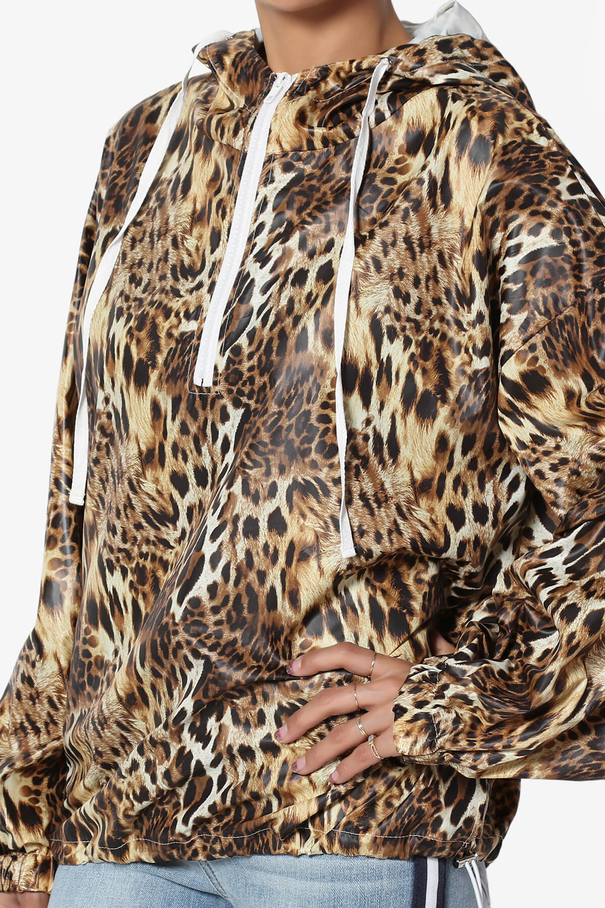 Rudy Hooded Half Zip Shell Jacket LEOPARD_5
