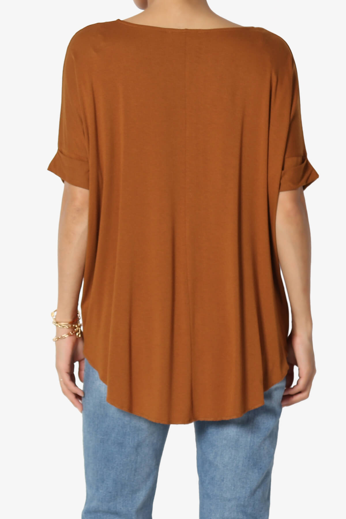 Tackle Wrap Hi-Low Crepe Knit Top ALMOND_2