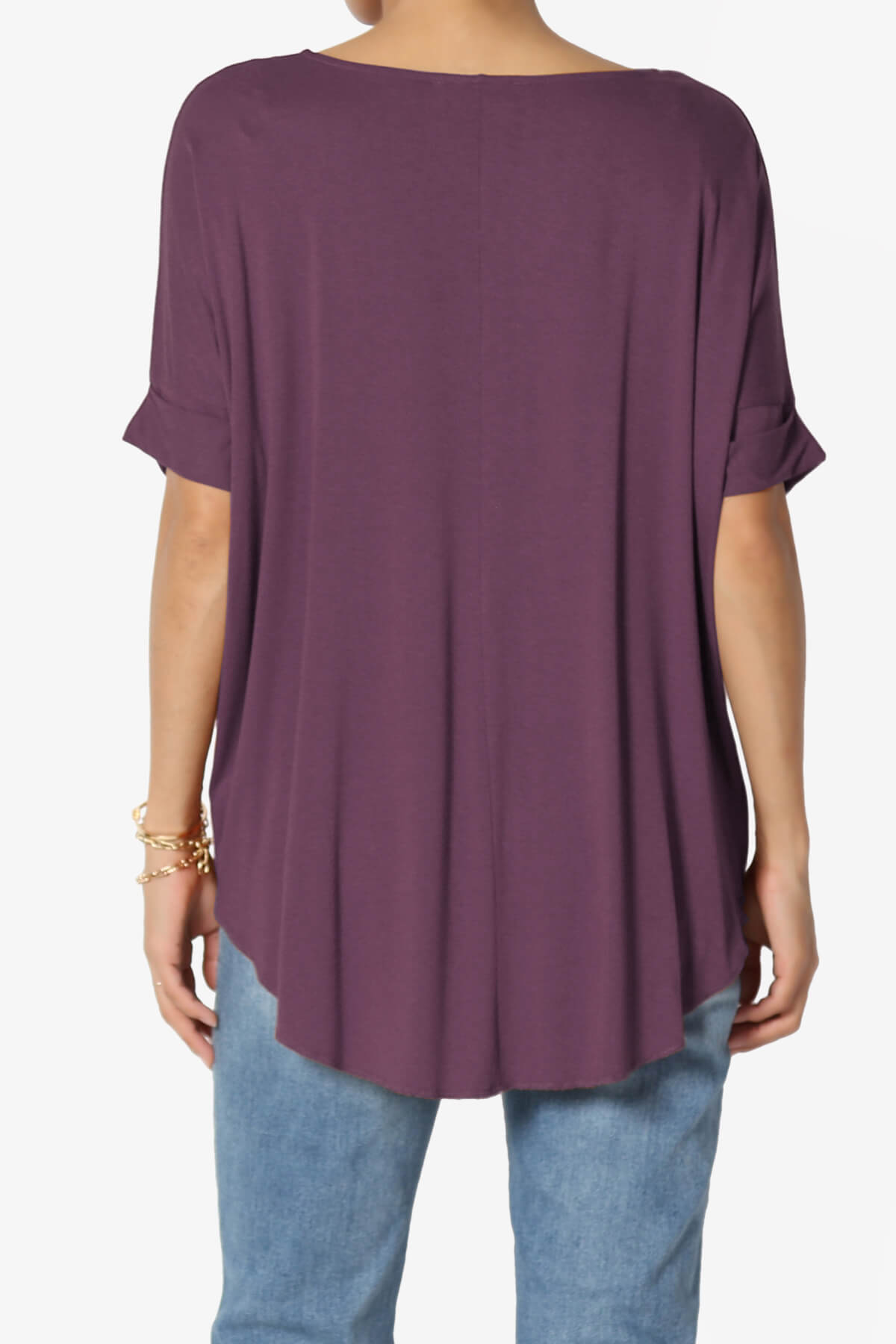 Tackle Wrap Hi-Low Crepe Knit Top DUSTY PLUM_2