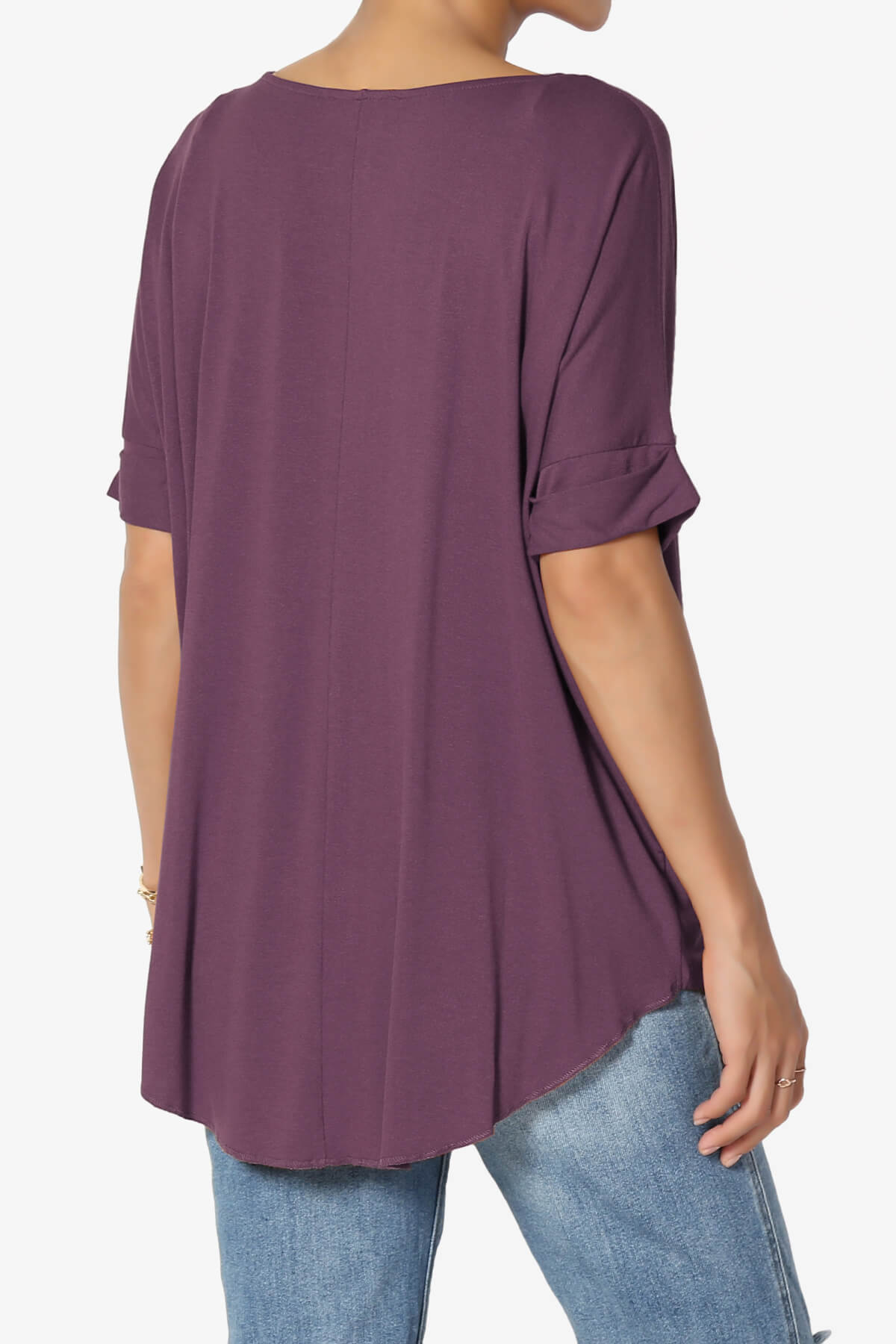 Tackle Wrap Hi-Low Crepe Knit Top DUSTY PLUM_4