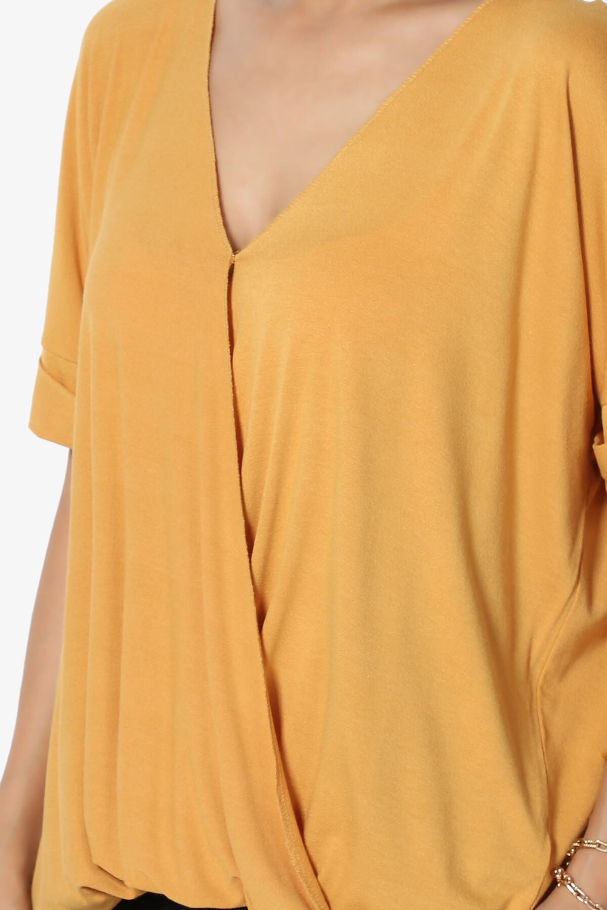 Tackle Wrap Hi-Low Crepe Knit Top GOLDEN MUSTARD_5