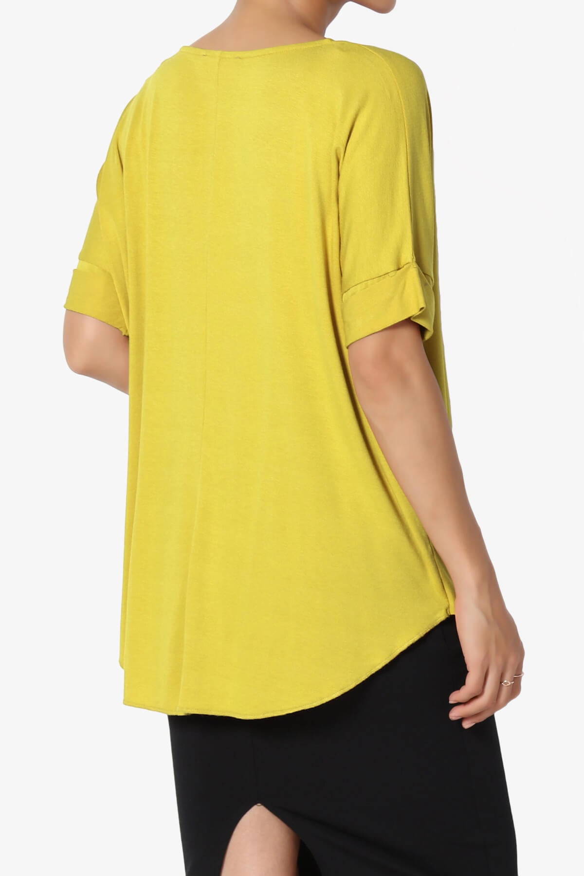 Tackle Wrap Hi-Low Crepe Knit Top GOLDEN WASABI_4