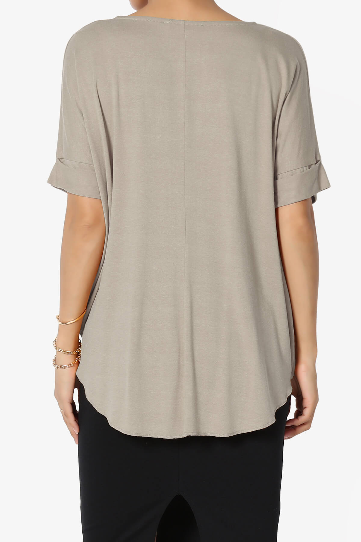 Tackle Wrap Hi-Low Crepe Knit Top LIGHT MOCHA_2