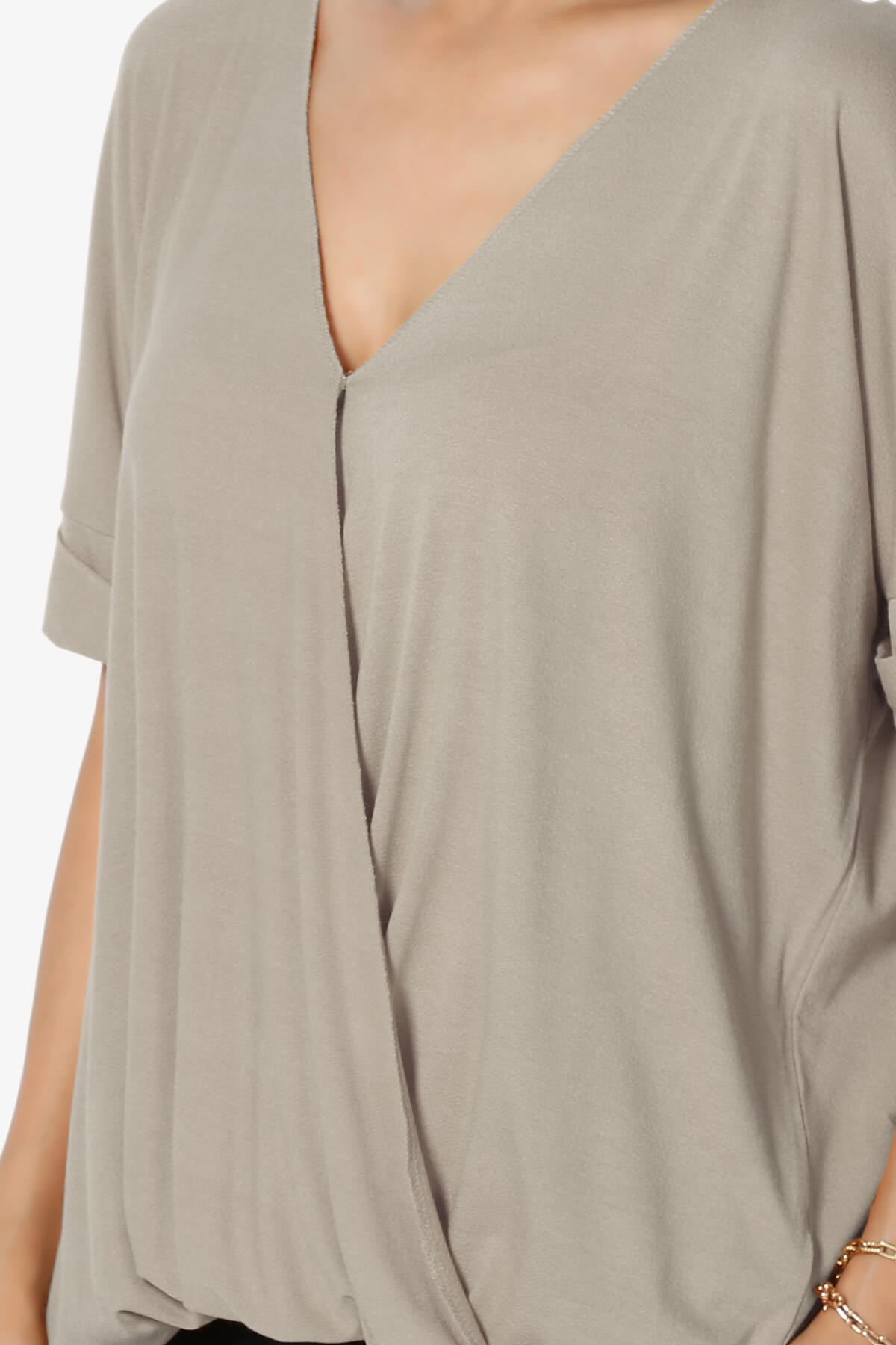 Tackle Wrap Hi-Low Crepe Knit Top LIGHT MOCHA_5