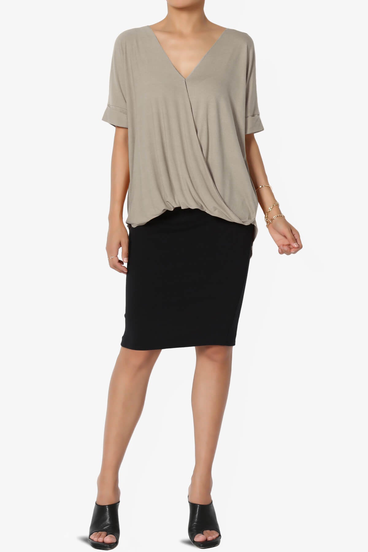 Tackle Wrap Hi-Low Crepe Knit Top LIGHT MOCHA_6