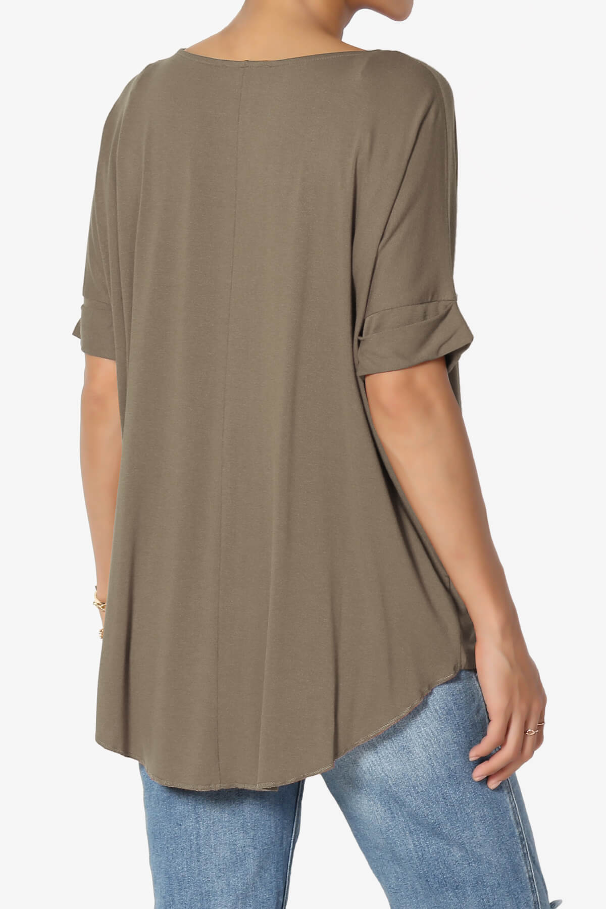 Tackle Wrap Hi-Low Crepe Knit Top MOCHA_4