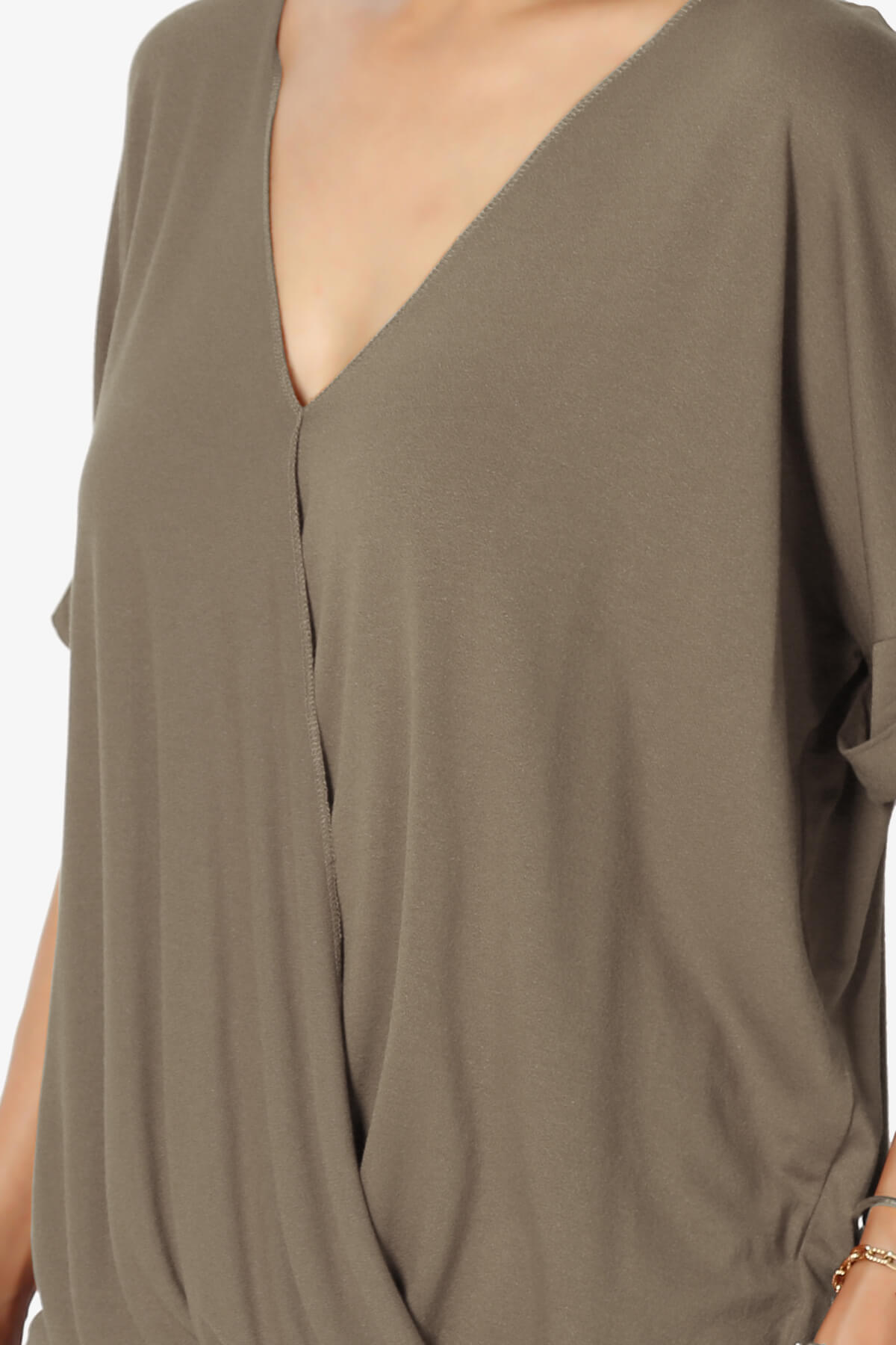 Tackle Wrap Hi-Low Crepe Knit Top MOCHA_5