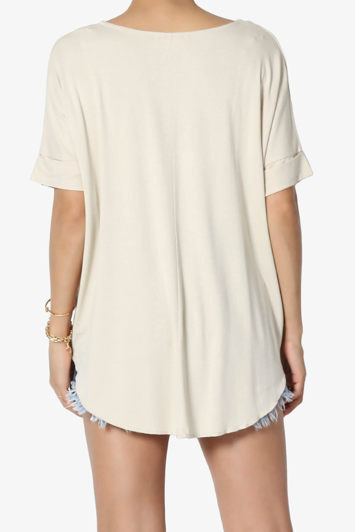 Tackle Wrap Hi-Low Crepe Knit Top SAND BEIGE_2
