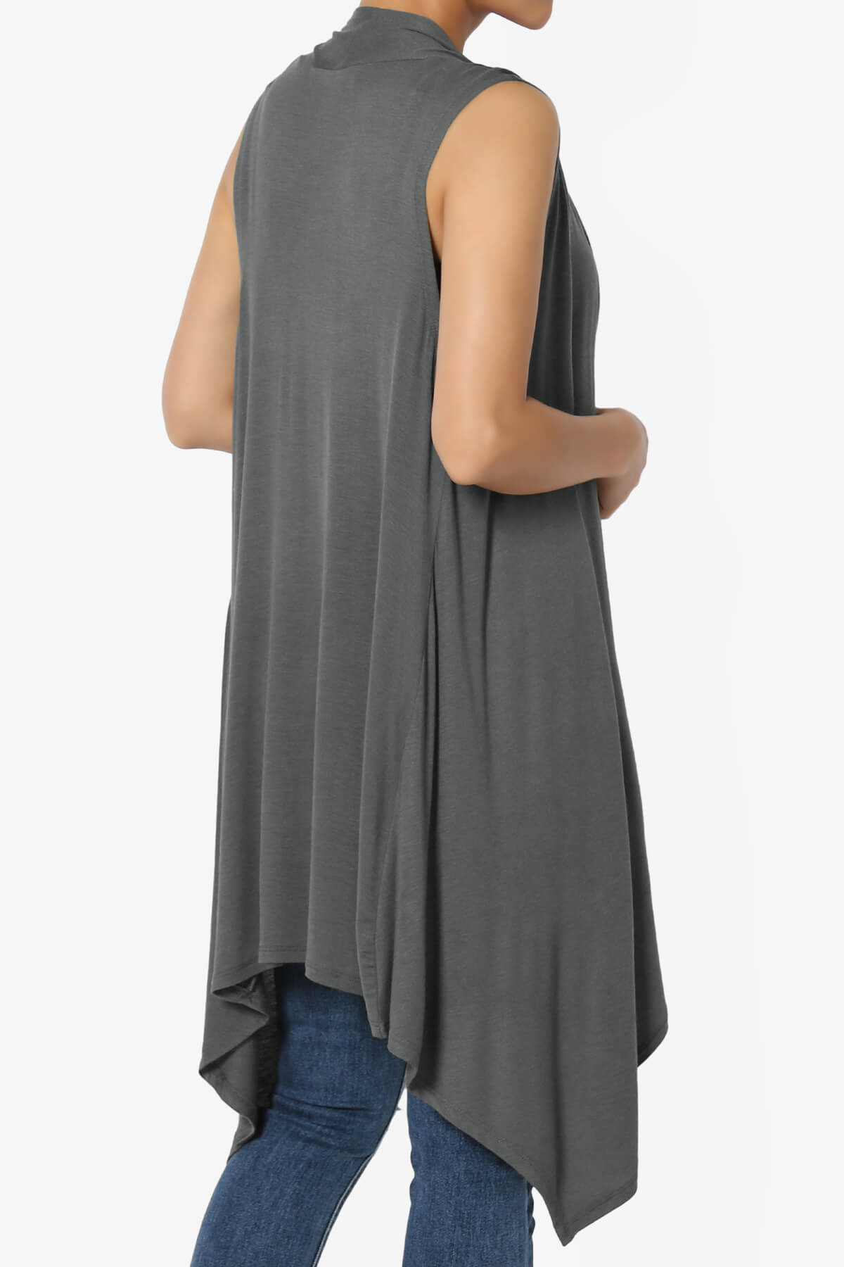 Taysom Draped Open Front Sleeveless Cardigan Vest ASH GREY_4