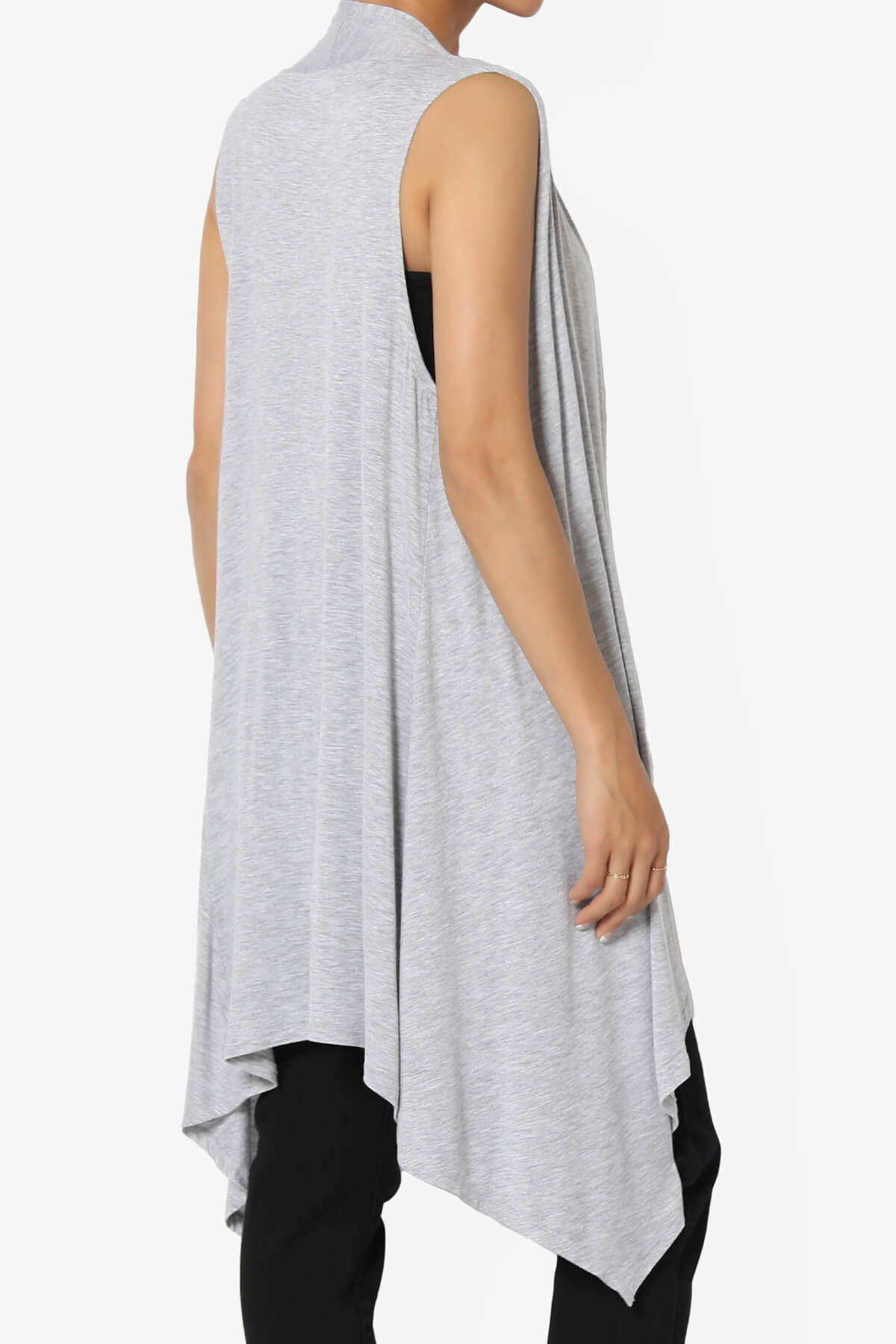 Taysom Draped Open Front Sleeveless Cardigan Vest HEATHER GREY_4