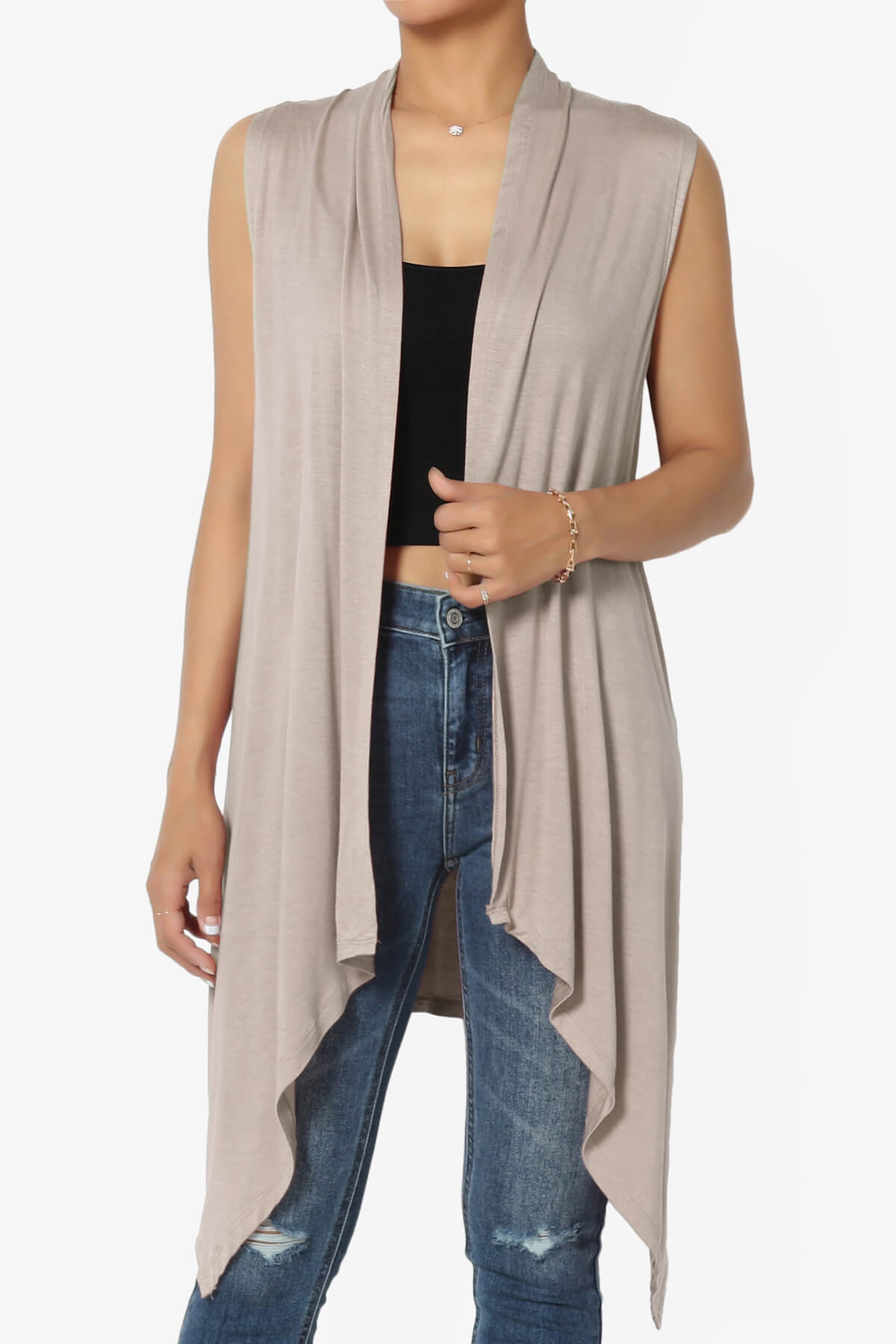 TAYSOM%20DRAPED%20OPEN%20FRONT%20SLEEVELESS%20CARDIGAN%20VEST LIGHT MOCHA_1
