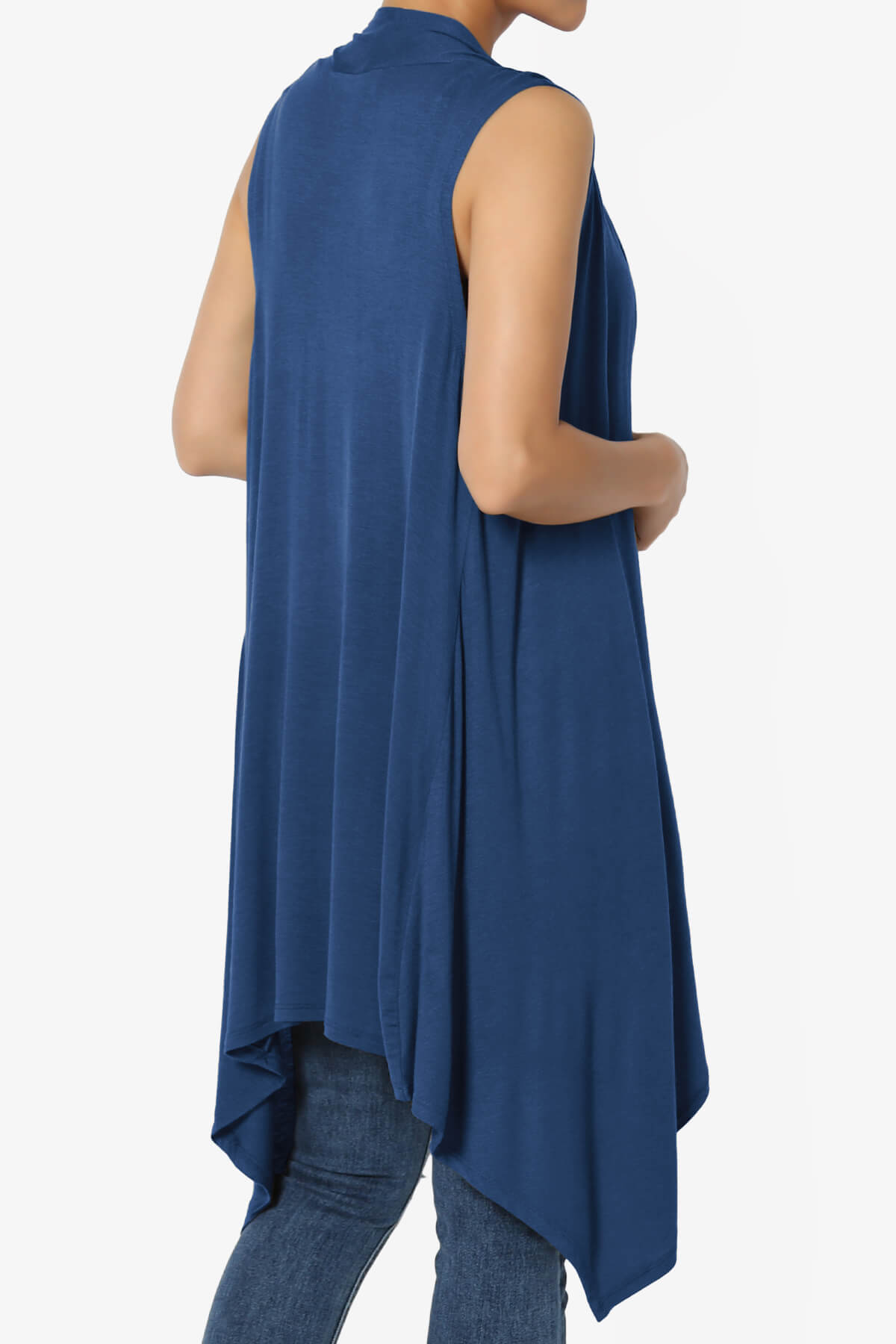 Taysom Draped Open Front Sleeveless Cardigan Vest LIGHT NAVY_4