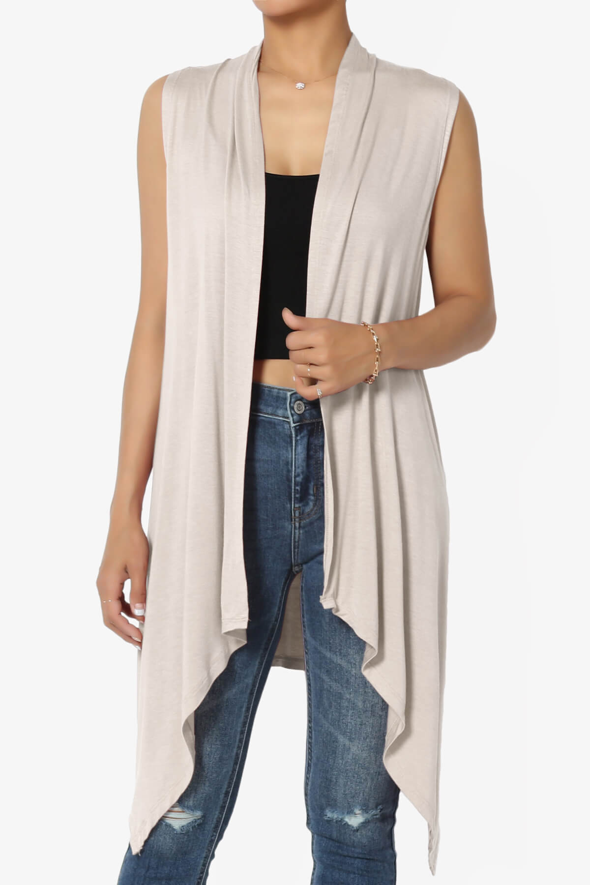 TAYSOM%20DRAPED%20OPEN%20FRONT%20SLEEVELESS%20CARDIGAN%20VEST SAND BEIGE_1