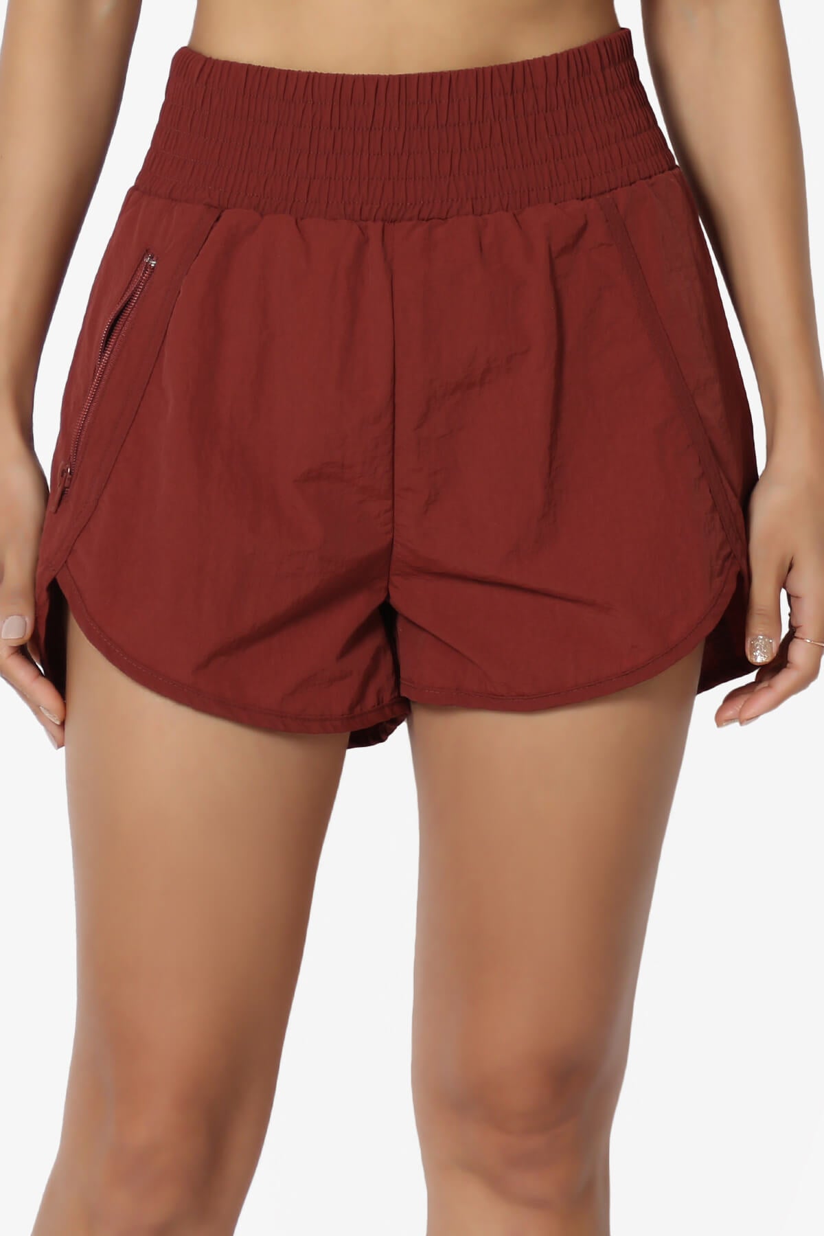 The Way Home Running Shorts w Zip Pocket DARK RUST_5