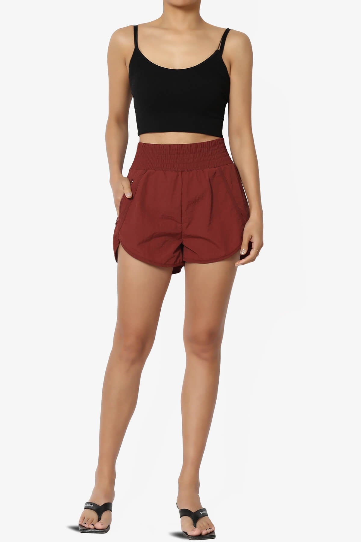The Way Home Running Shorts w Zip Pocket DARK RUST_6