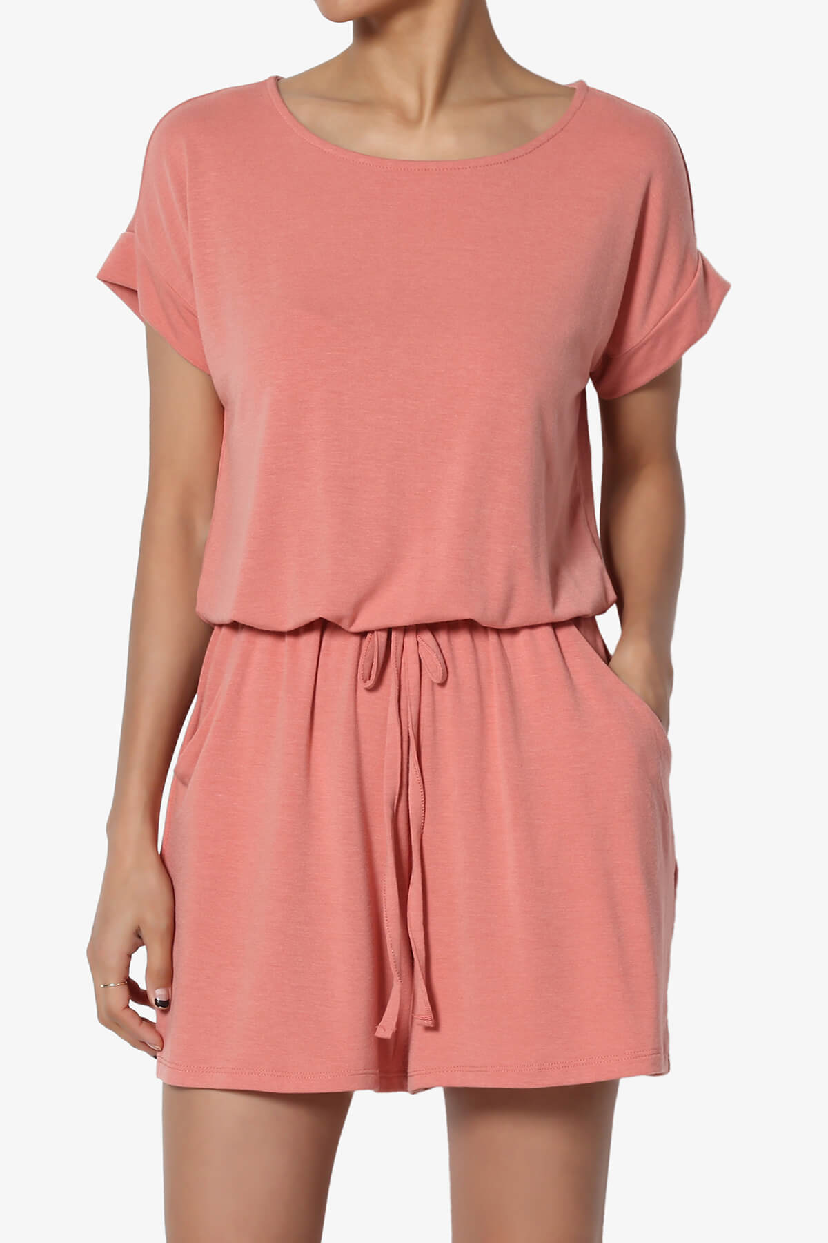 Tina Short Sleeve Jersey Romper ASH ROSE_1