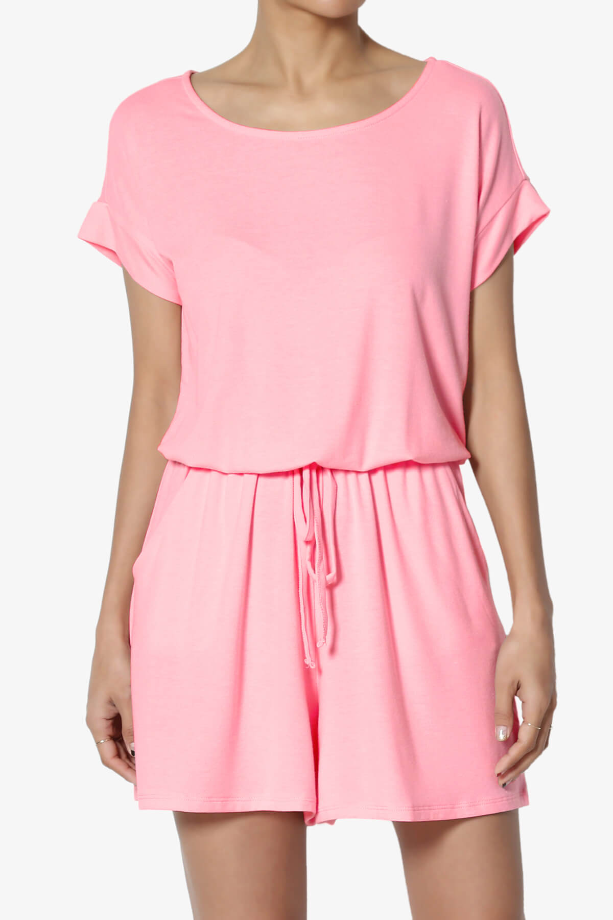 Tina Short Sleeve Jersey Romper BRIGHT PINK_1