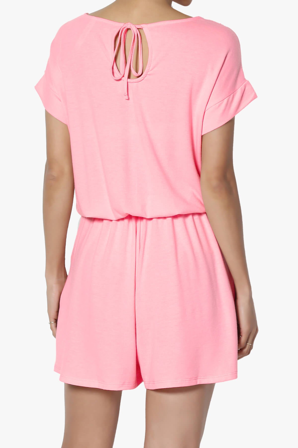 Tina Short Sleeve Jersey Romper BRIGHT PINK_2