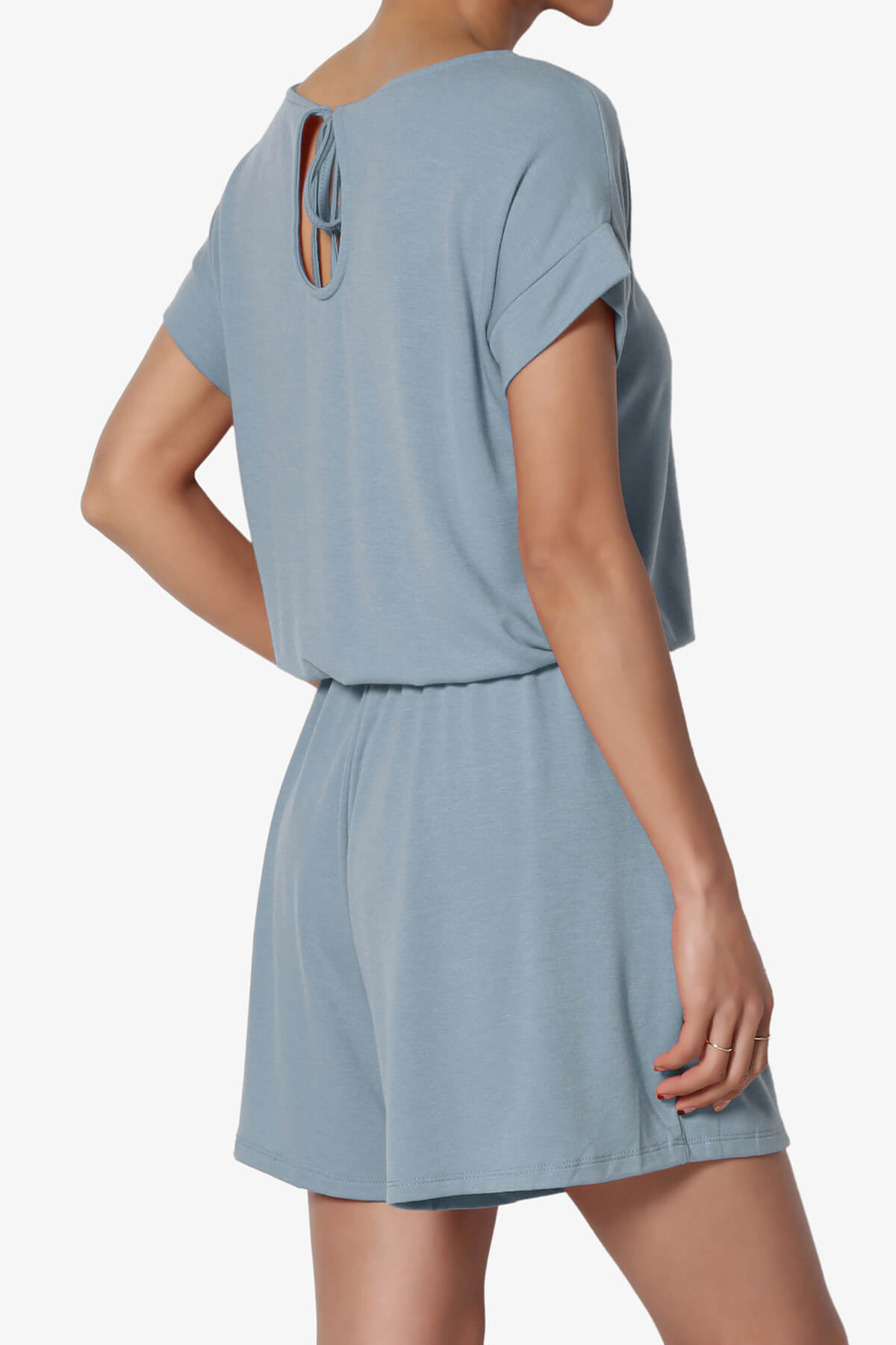 Tina Short Sleeve Jersey Romper CEMENT_4