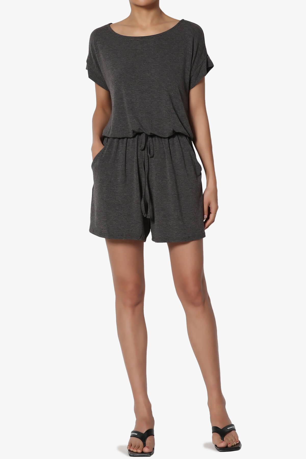 Tina Short Sleeve Jersey Romper PLUS CHARCOAL_6