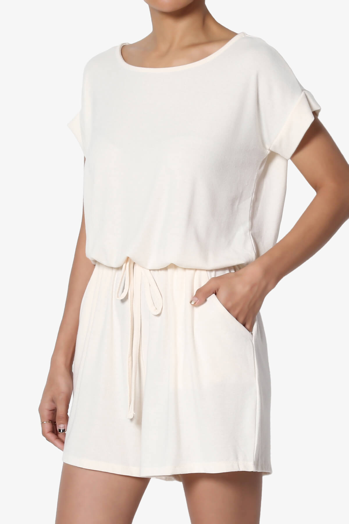 Tina Short Sleeve Jersey Romper CREAM_3