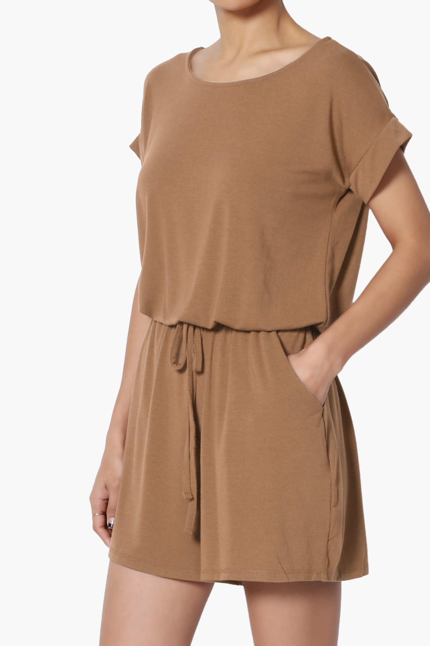 Tina Short Sleeve Jersey Romper DEEP CAMEL_3