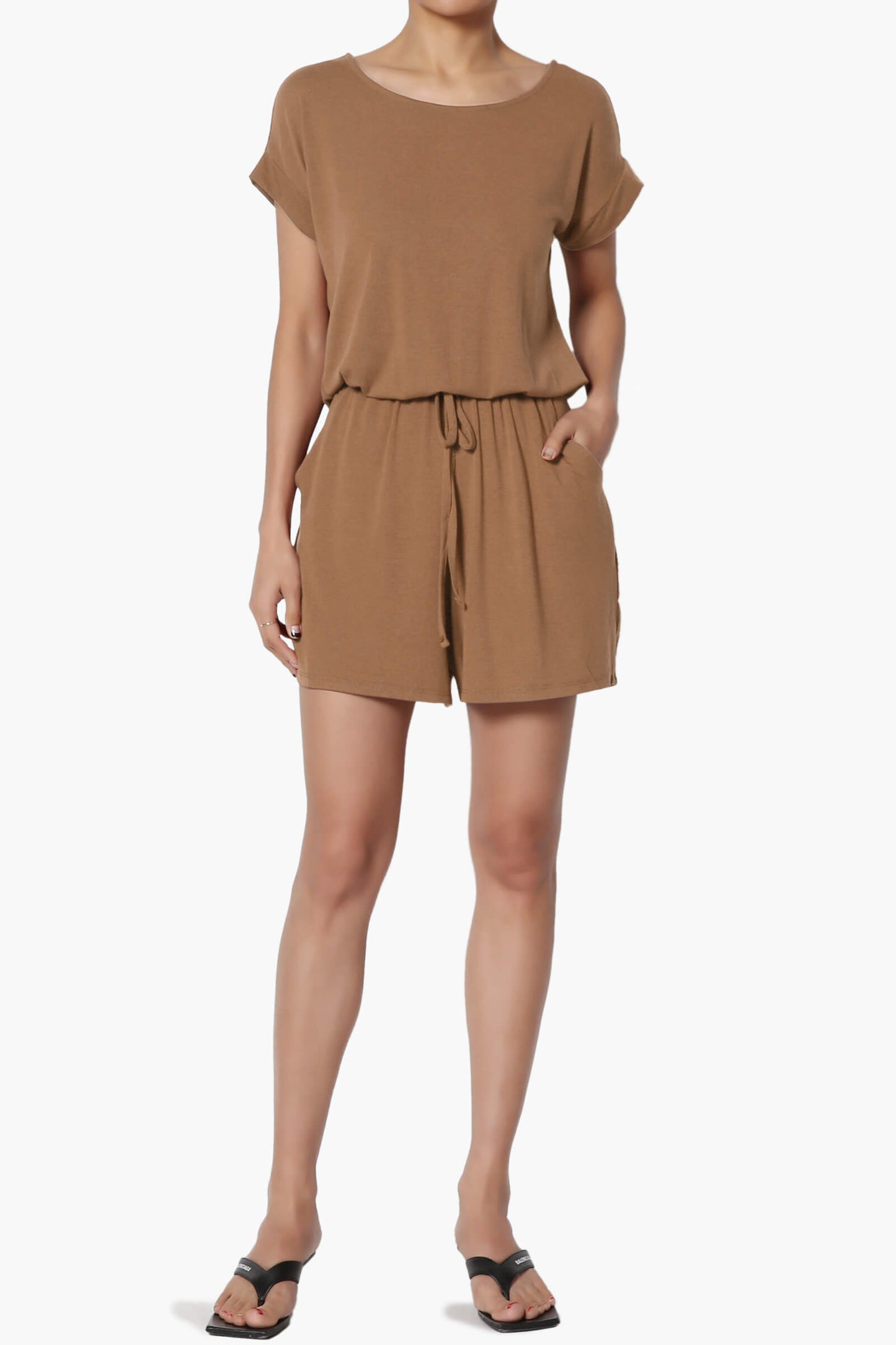 Tina Short Sleeve Jersey Romper DEEP CAMEL_6