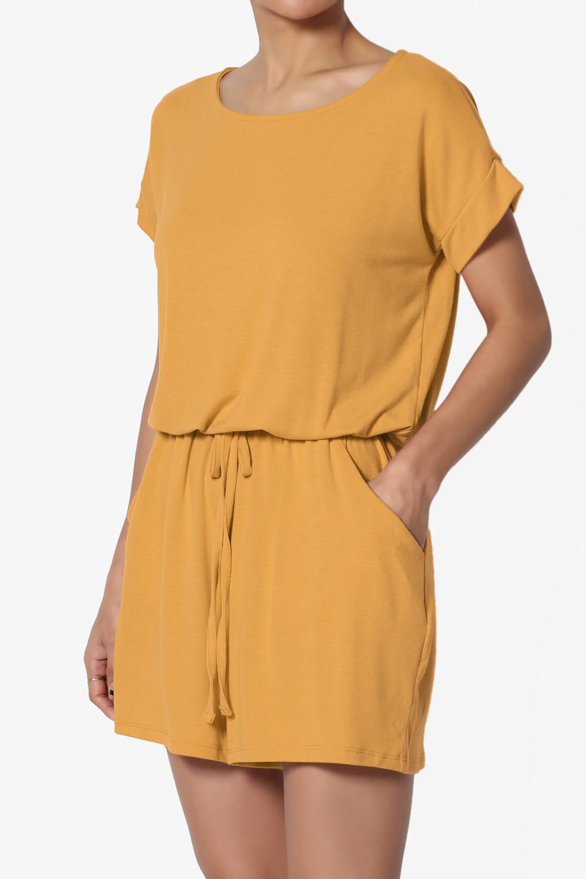 Tina Short Sleeve Jersey Romper GOLDEN MUSTARD_3