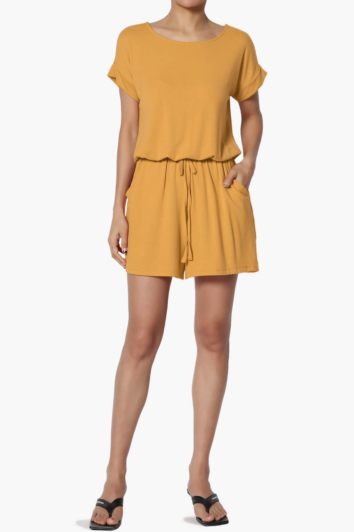 Tina Short Sleeve Jersey Romper GOLDEN MUSTARD_6
