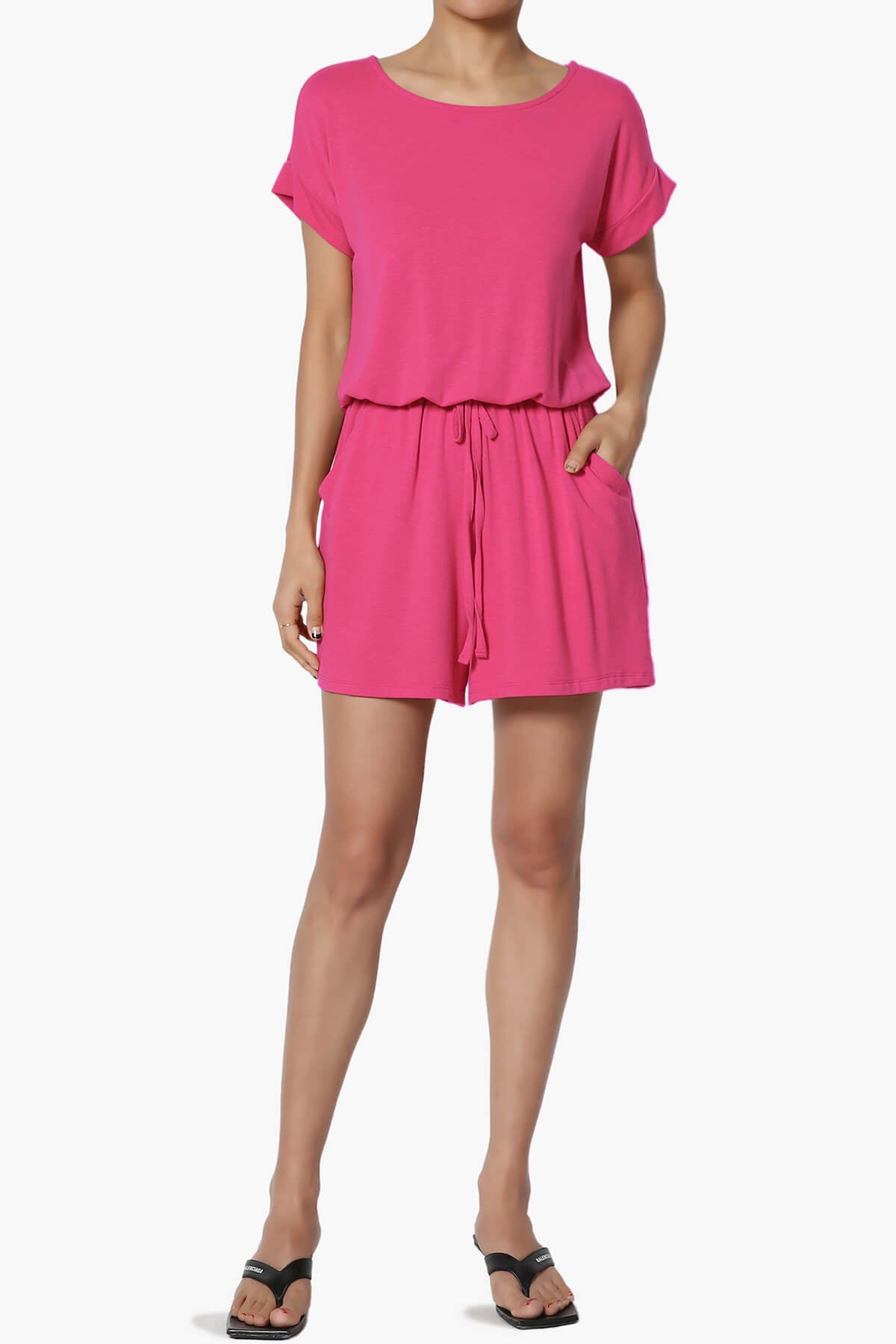 Tina Short Sleeve Jersey Romper HOT PINK_6