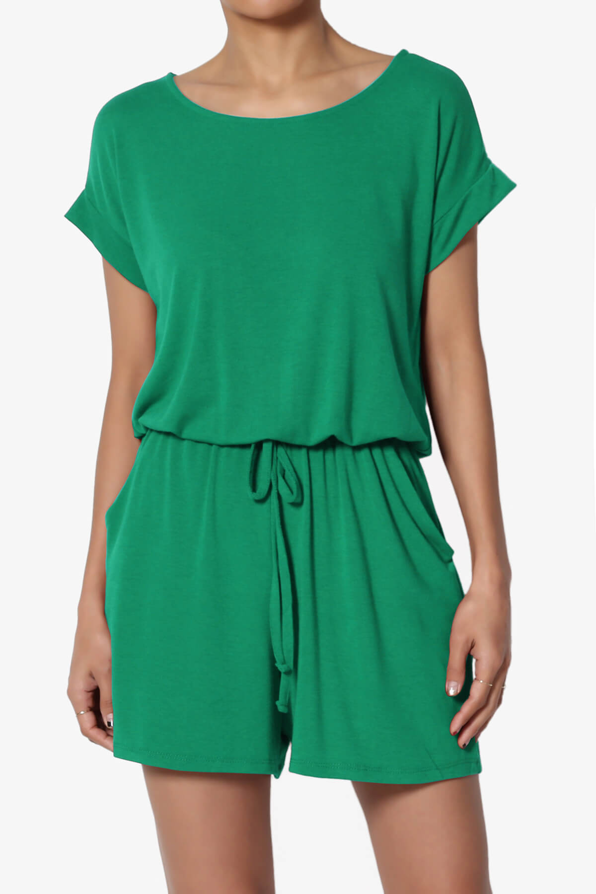Tina Short Sleeve Jersey Romper KELLY GREEN_1