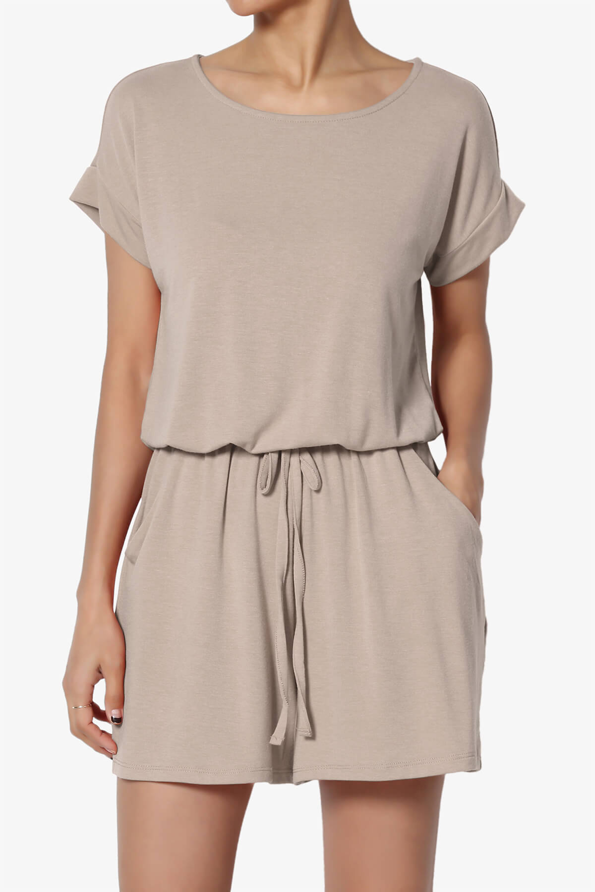 Tina Short Sleeve Jersey Romper LIGHT MOCHA_1
