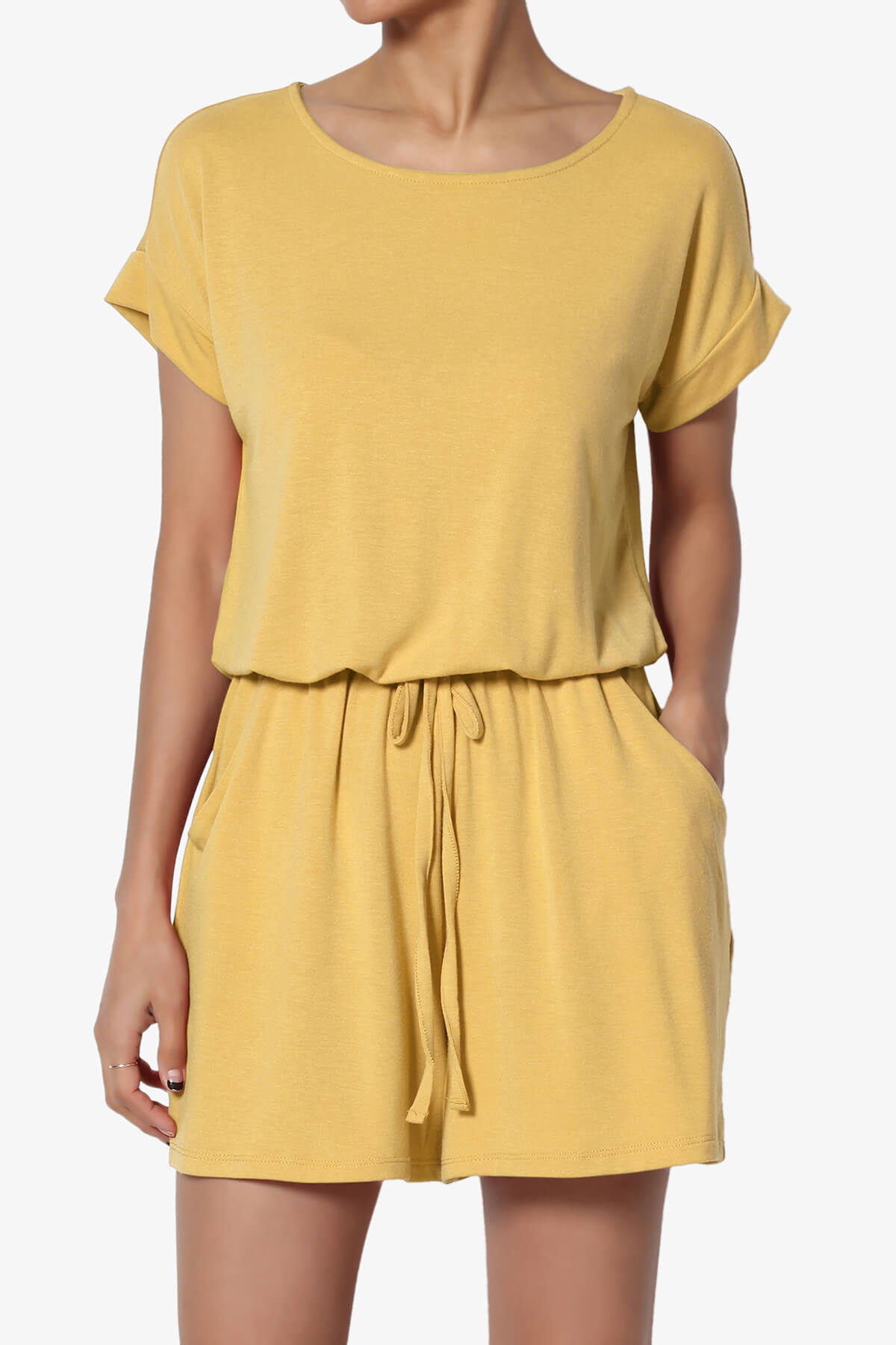 Tina Short Sleeve Jersey Romper LIGHT MUSTARD_1