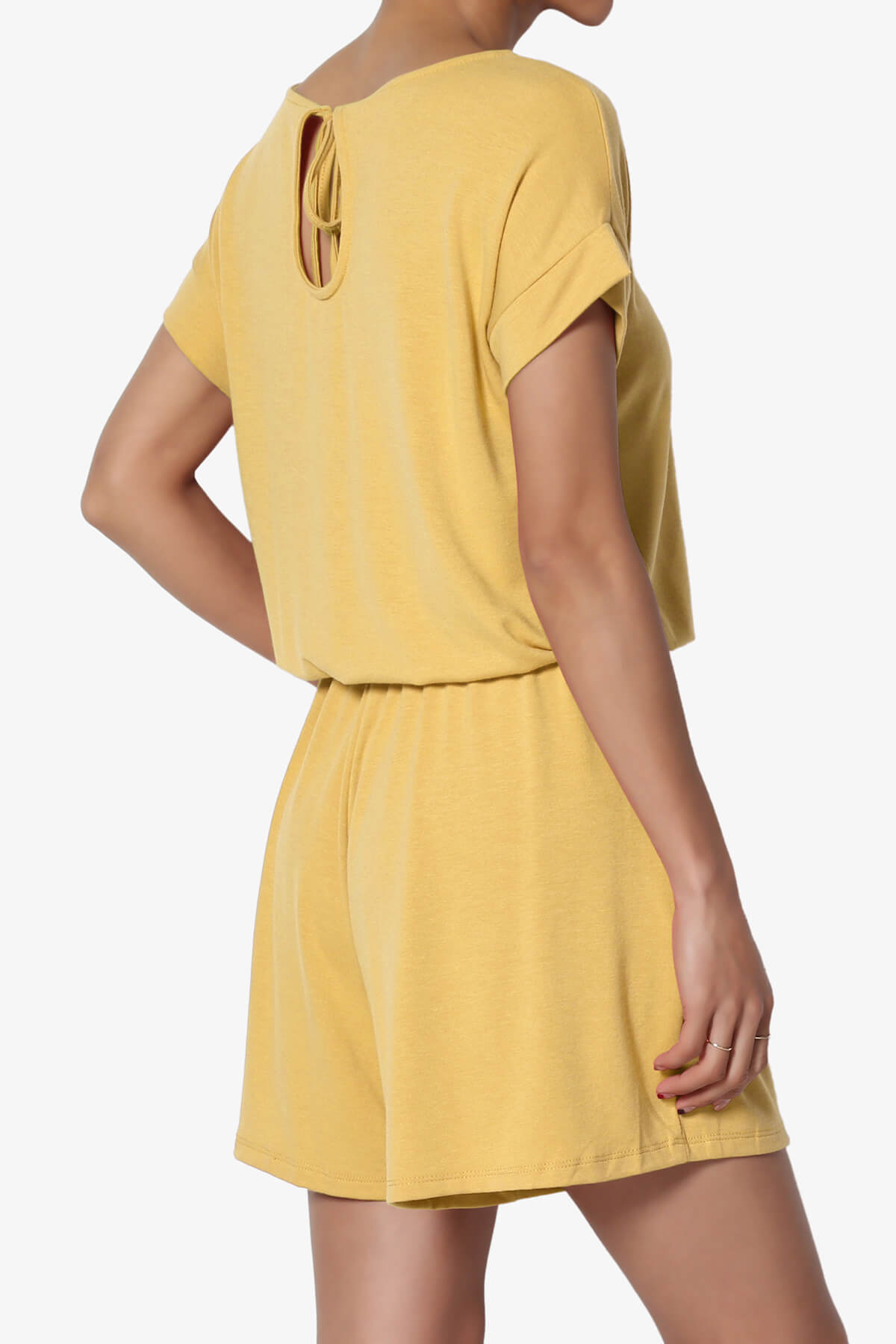 Tina Short Sleeve Jersey Romper LIGHT MUSTARD_4