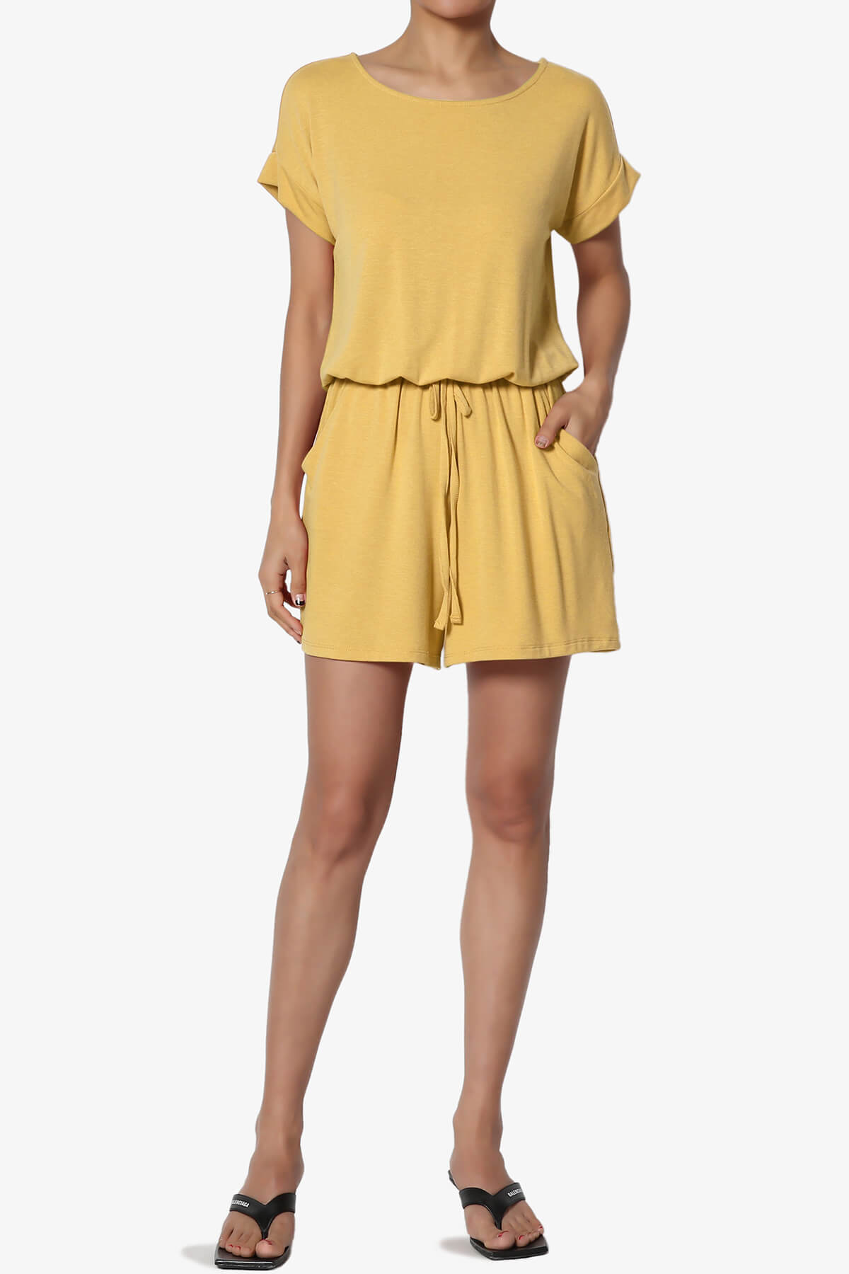 Tina Short Sleeve Jersey Romper LIGHT MUSTARD_6