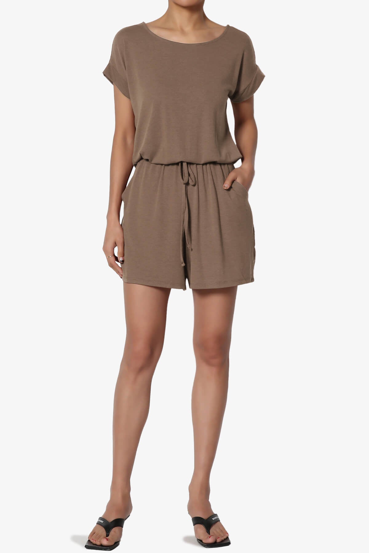 Tina Short Sleeve Jersey Romper MOCHA_6