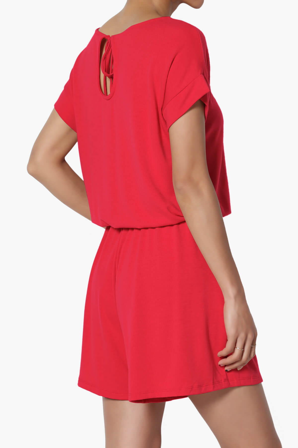 Tina Short Sleeve Jersey Romper RED_4