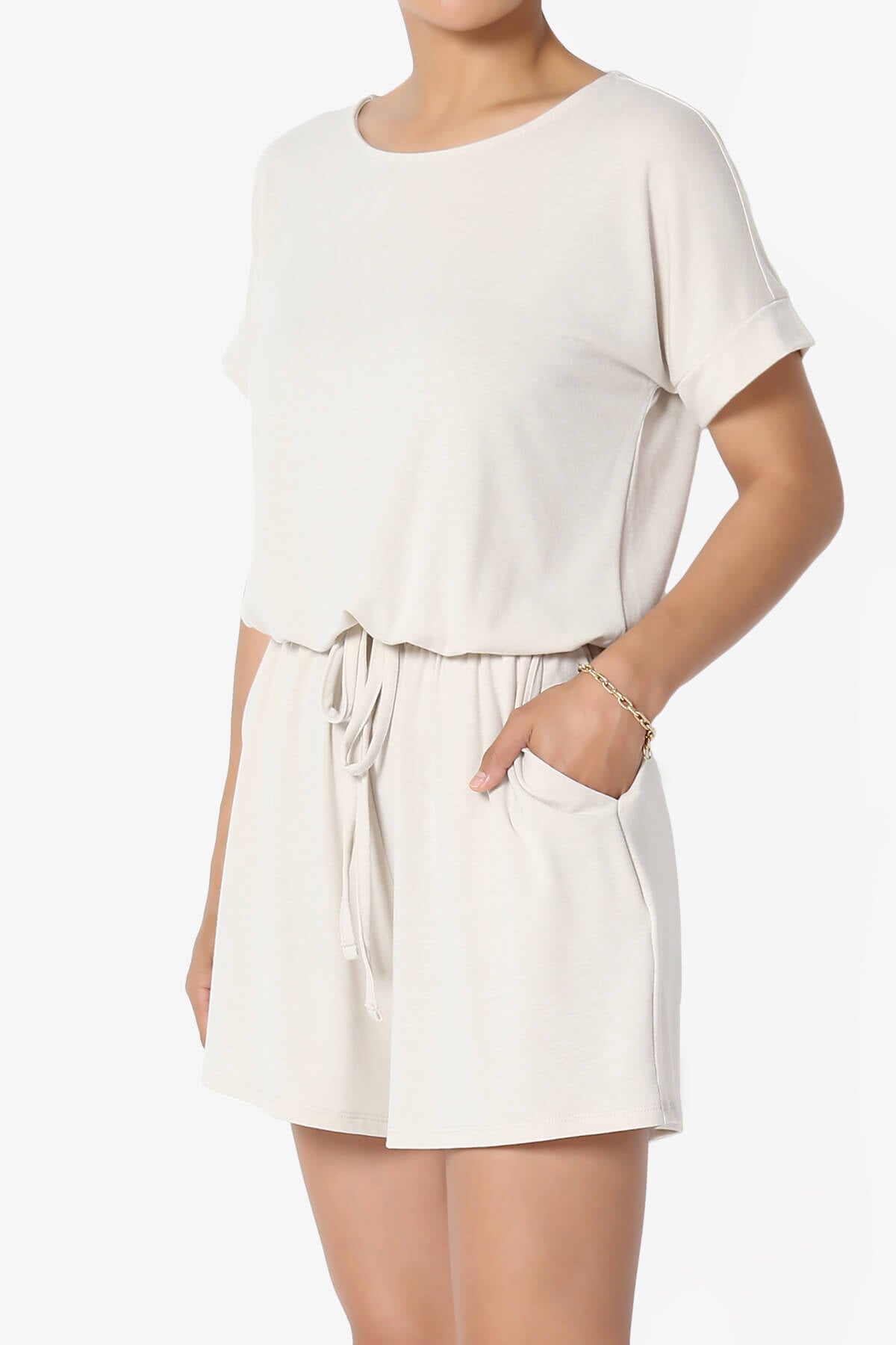 Tina Short Sleeve Jersey Romper SAND BEIGE_3