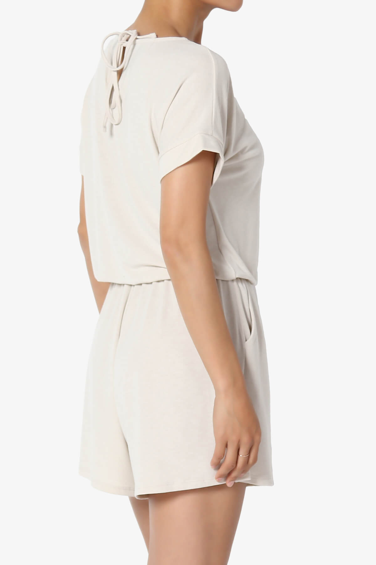 Tina Short Sleeve Jersey Romper SAND BEIGE_4