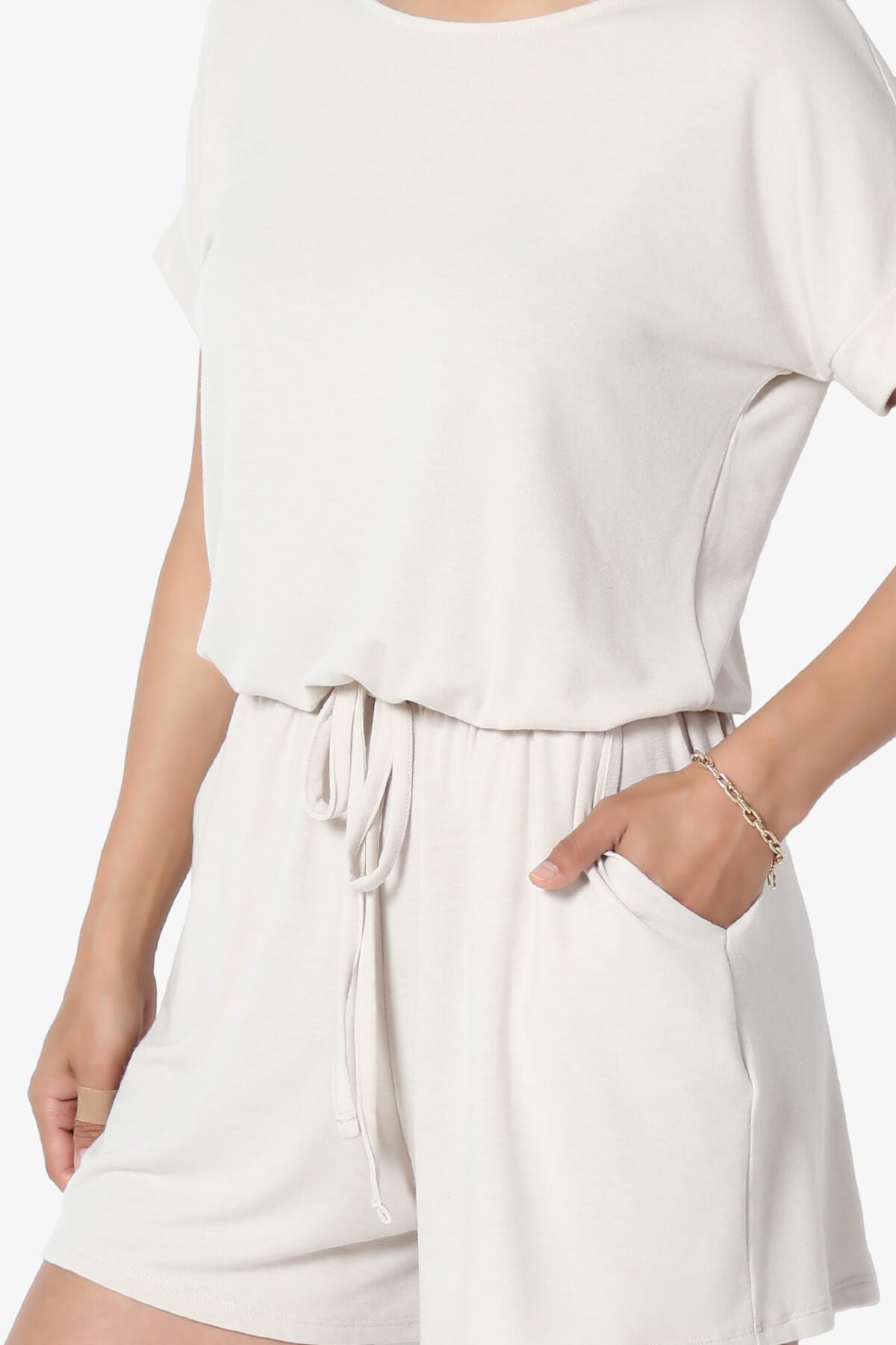 Tina Short Sleeve Jersey Romper SAND BEIGE_5