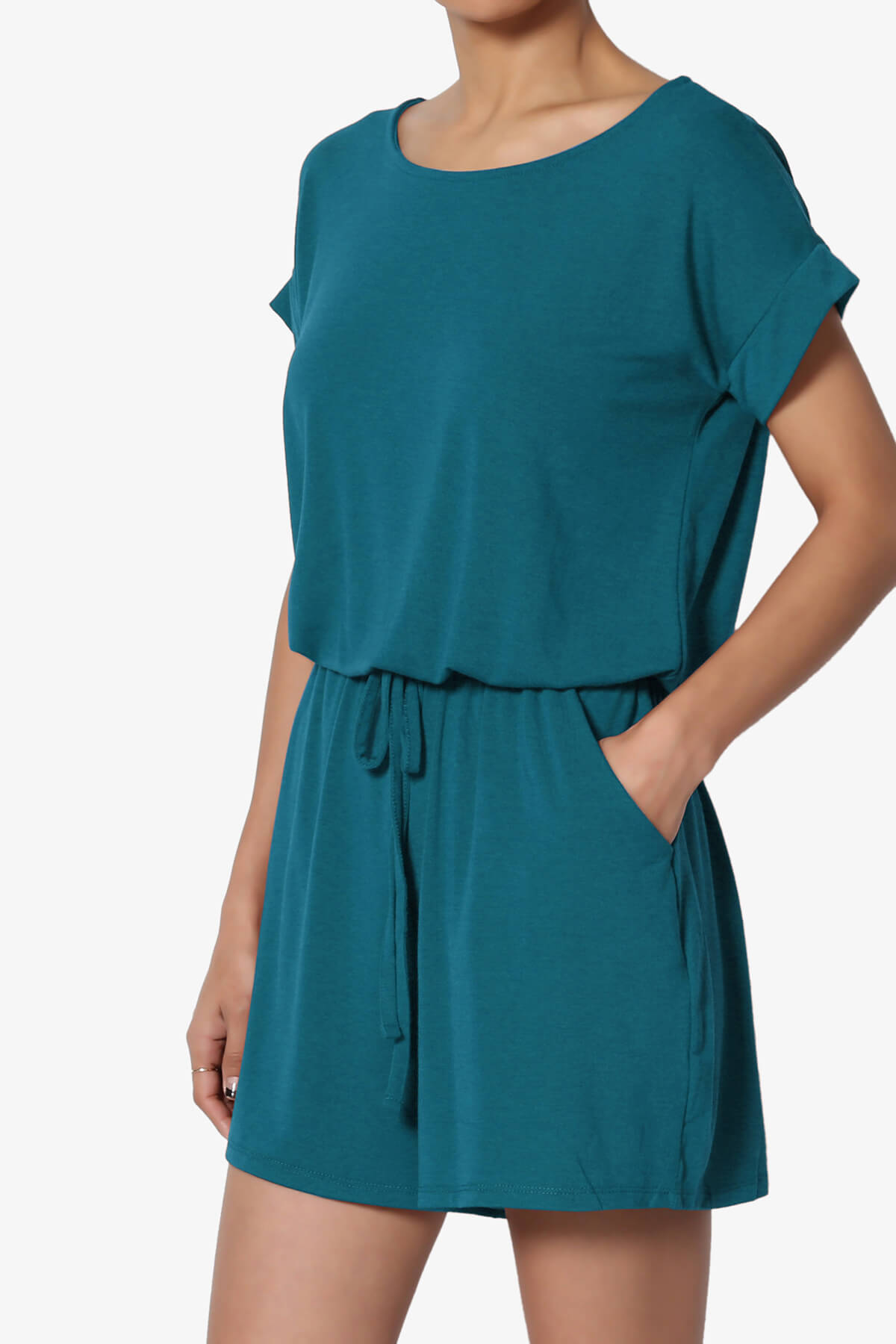 Tina Short Sleeve Jersey Romper TEAL_3