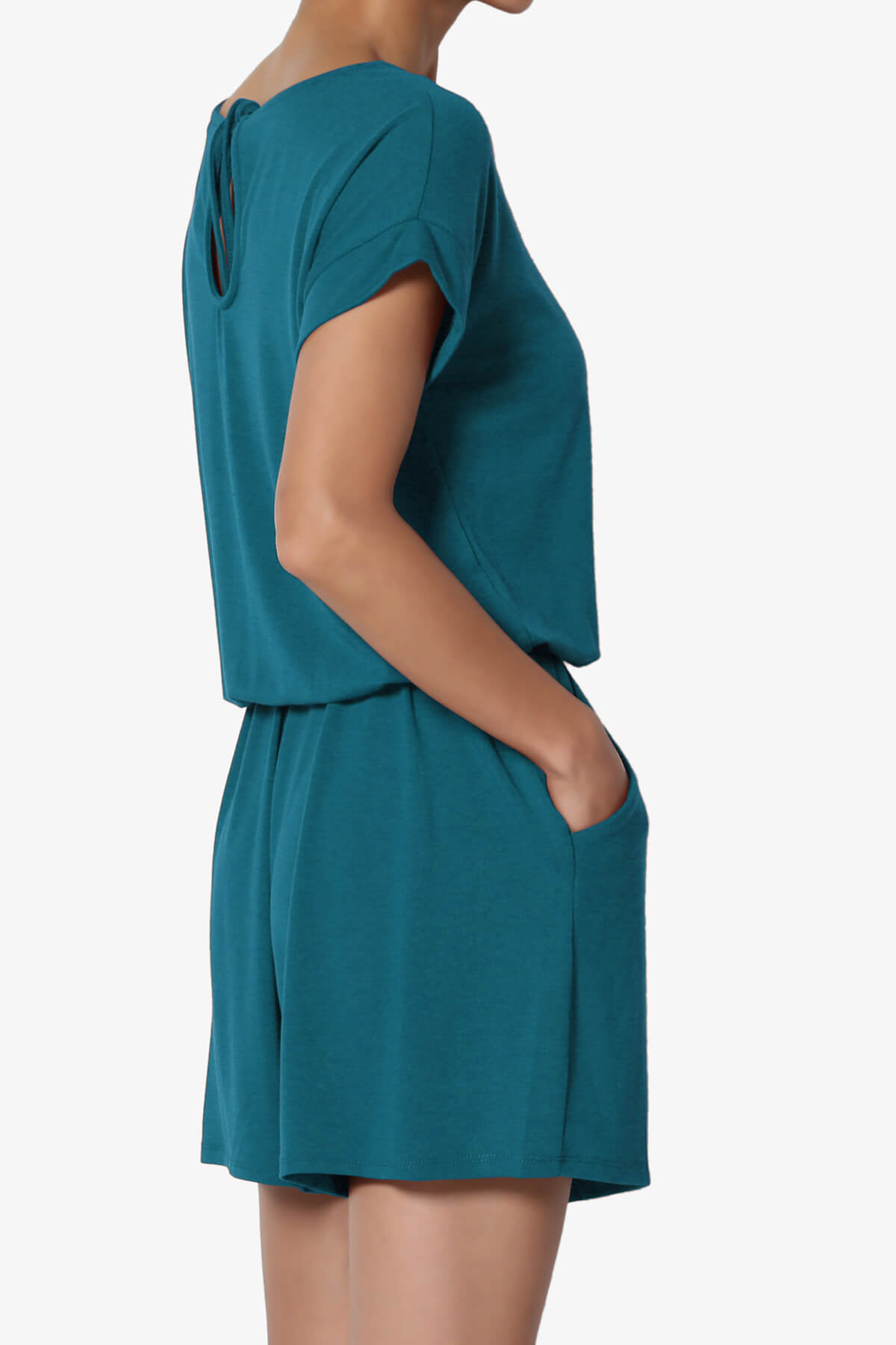 Tina Short Sleeve Jersey Romper TEAL_4