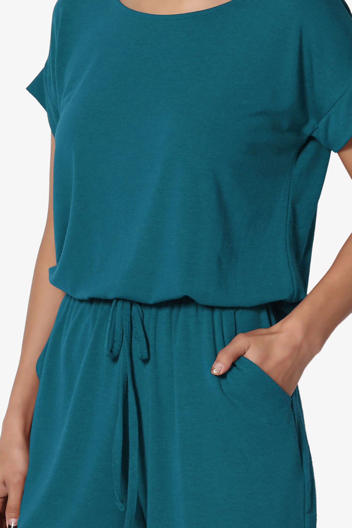 Tina Short Sleeve Jersey Romper TEAL_5