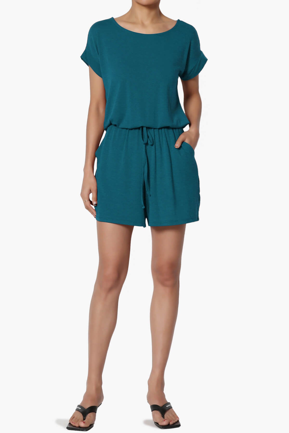 Tina Short Sleeve Jersey Romper TEAL_6