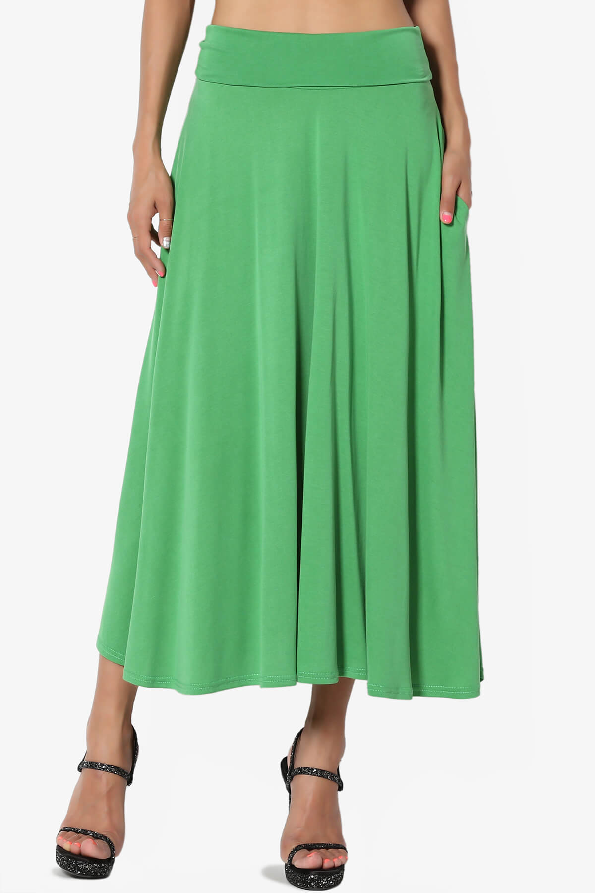 Jubilant Pocket Swing Midi Skirt LIME_1