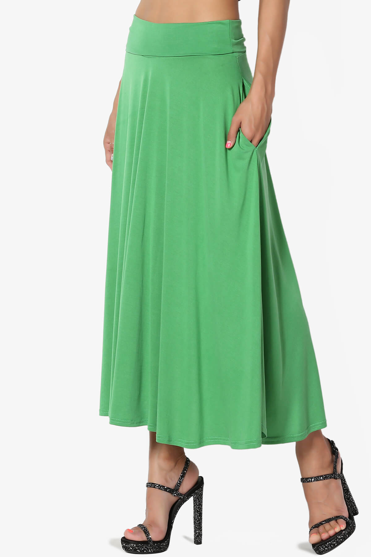 Jubilant Pocket Swing Midi Skirt LIME_3