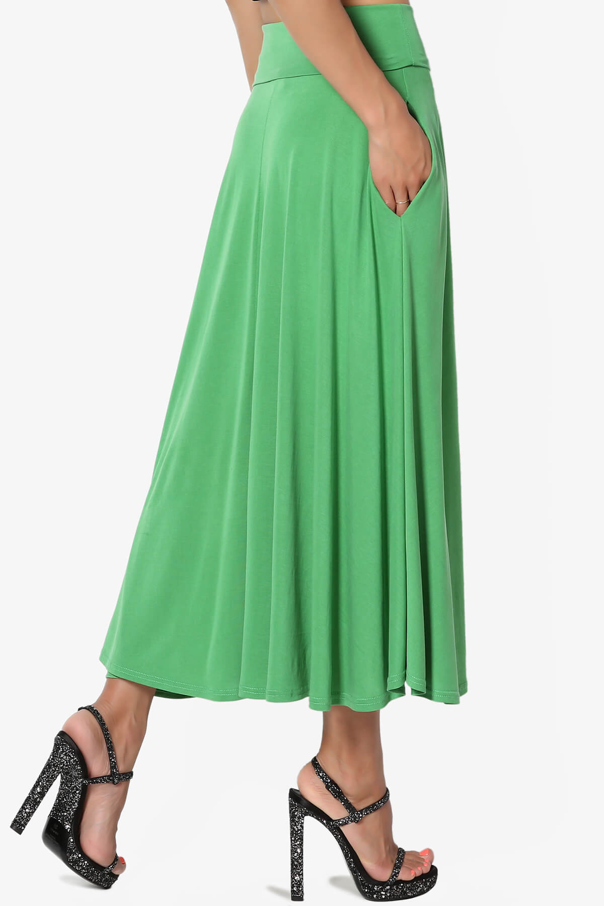 Jubilant Pocket Swing Midi Skirt LIME_4
