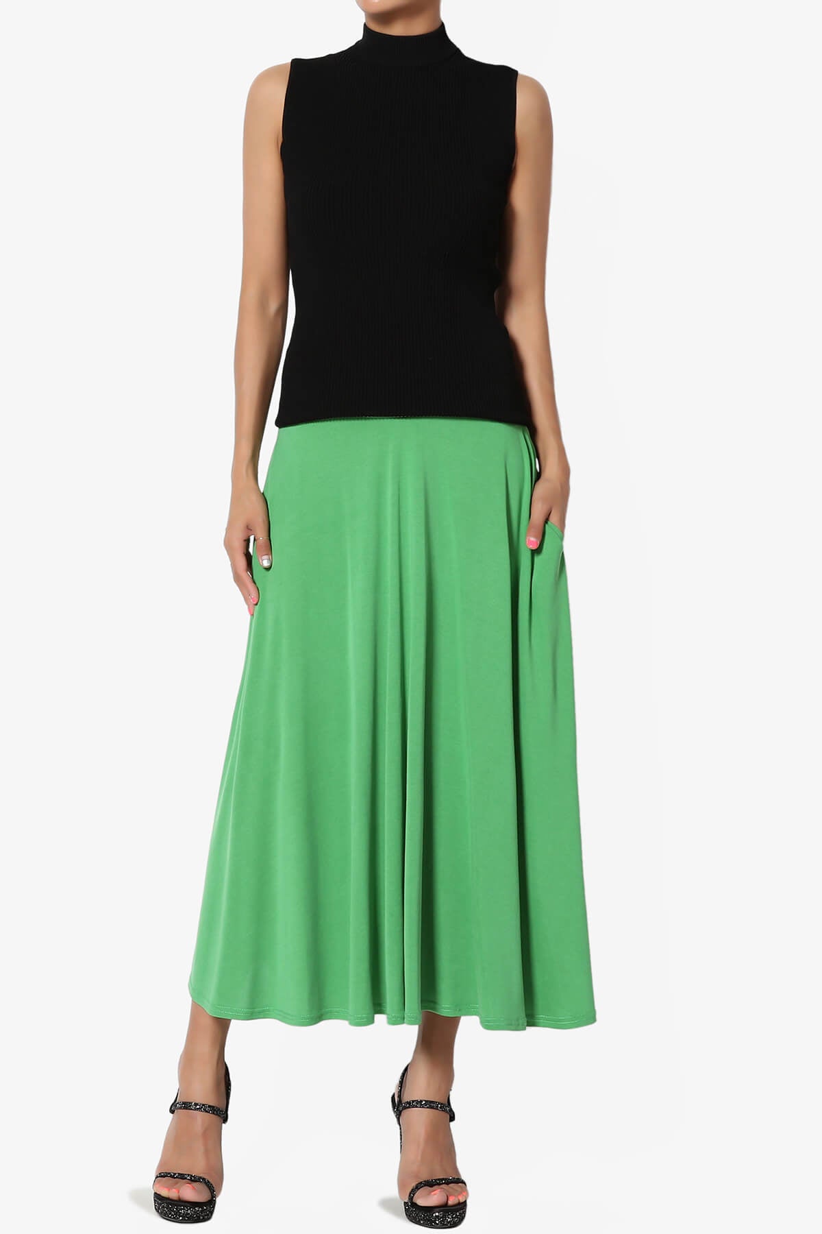 Jubilant Pocket Swing Midi Skirt LIME_6